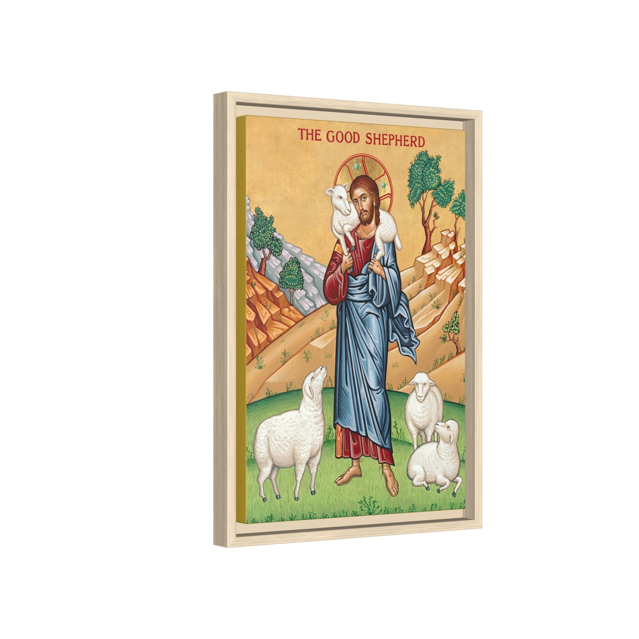 Christ The Good Shepherd Framed Canvas Icon