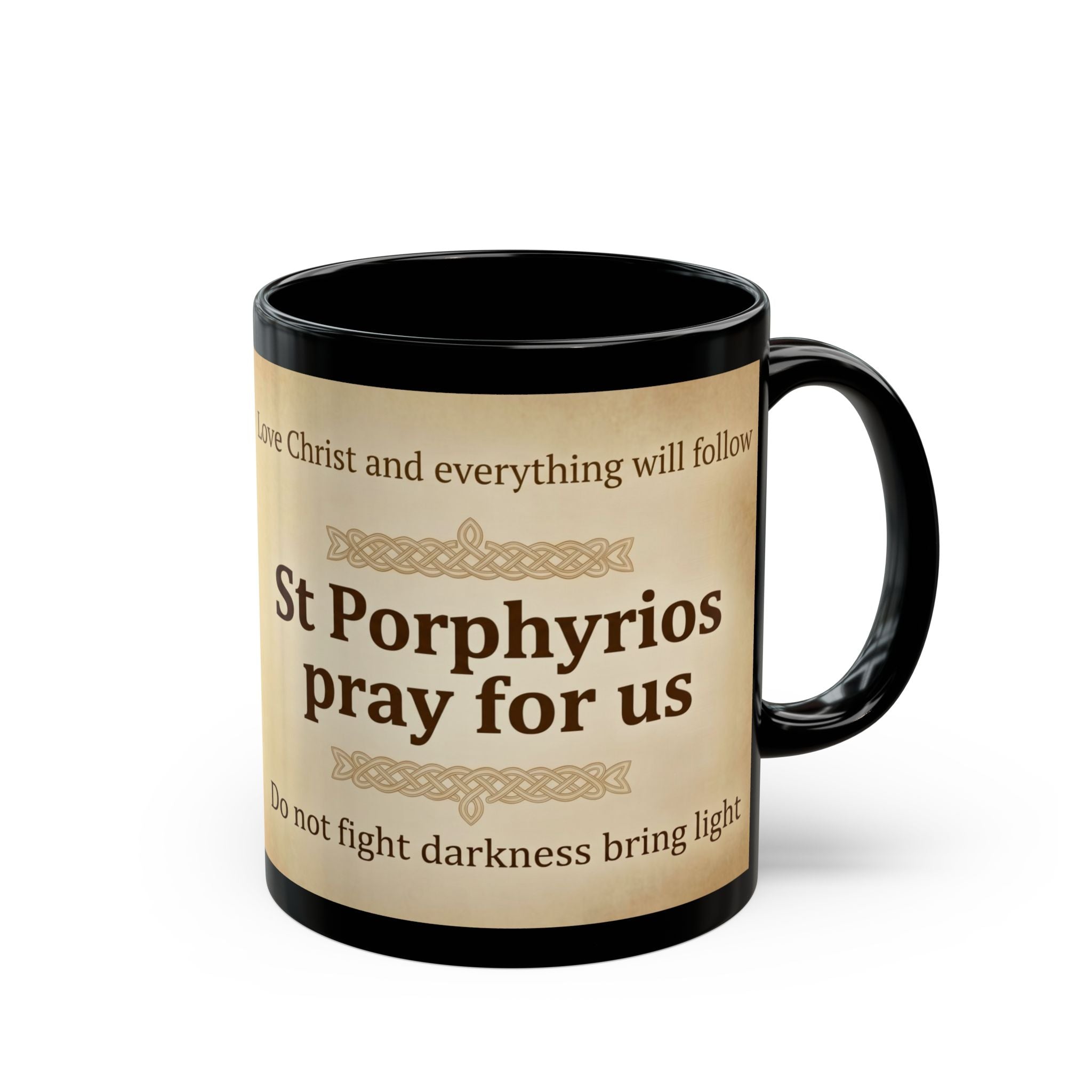 Saint Porphyrios of Kavsokalyvia Orthodox Christian Black Coffee Mug — Christian Coffee Mug