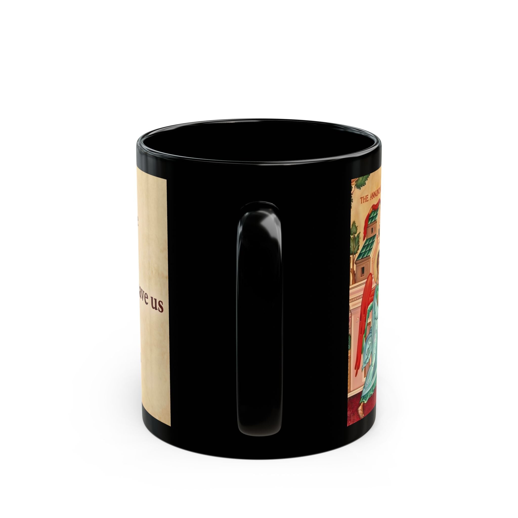 Annunciation Orthodox Christian Black Coffee Mug — Orthodox Faith Gift