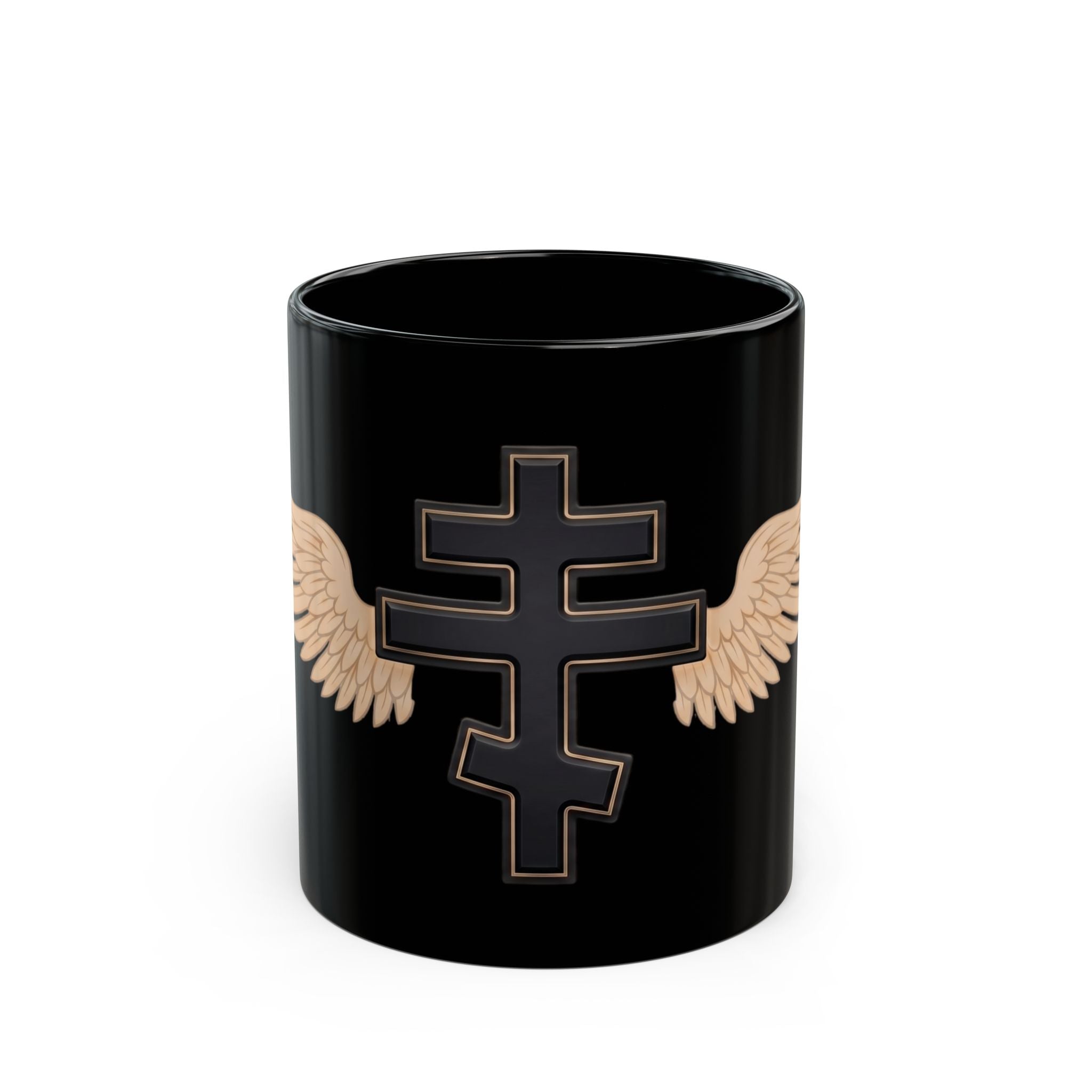 Black Orthodox Cross Orthodox Christian Black Coffee Mug — Orthodox Christian Gift