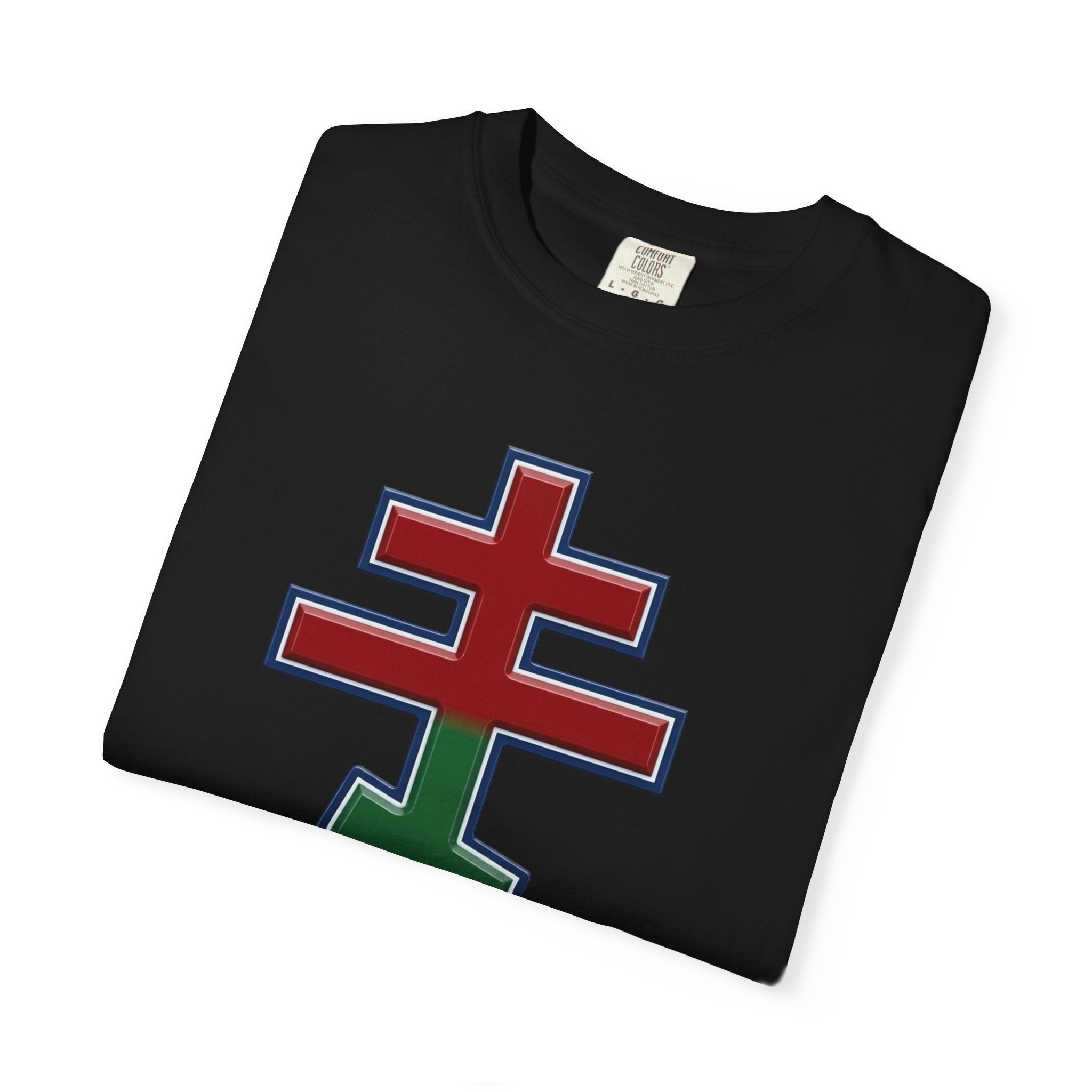 Belarusian Orthodox Cross design on a heavyweight garment-dyed t-shirt