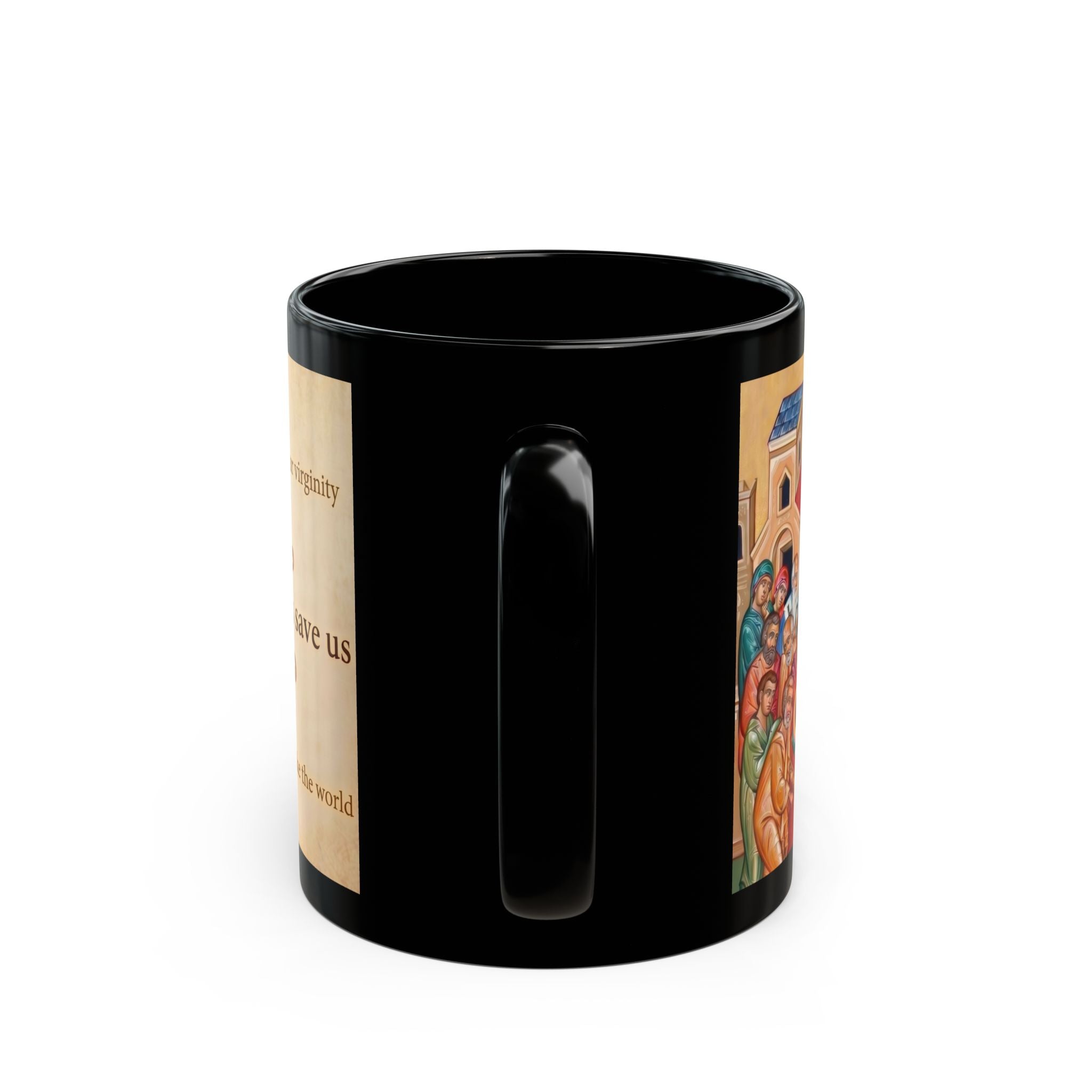 Dormition of the Theotokos Orthodox Christian Black Coffee Mug — Orthodox Faith Gift