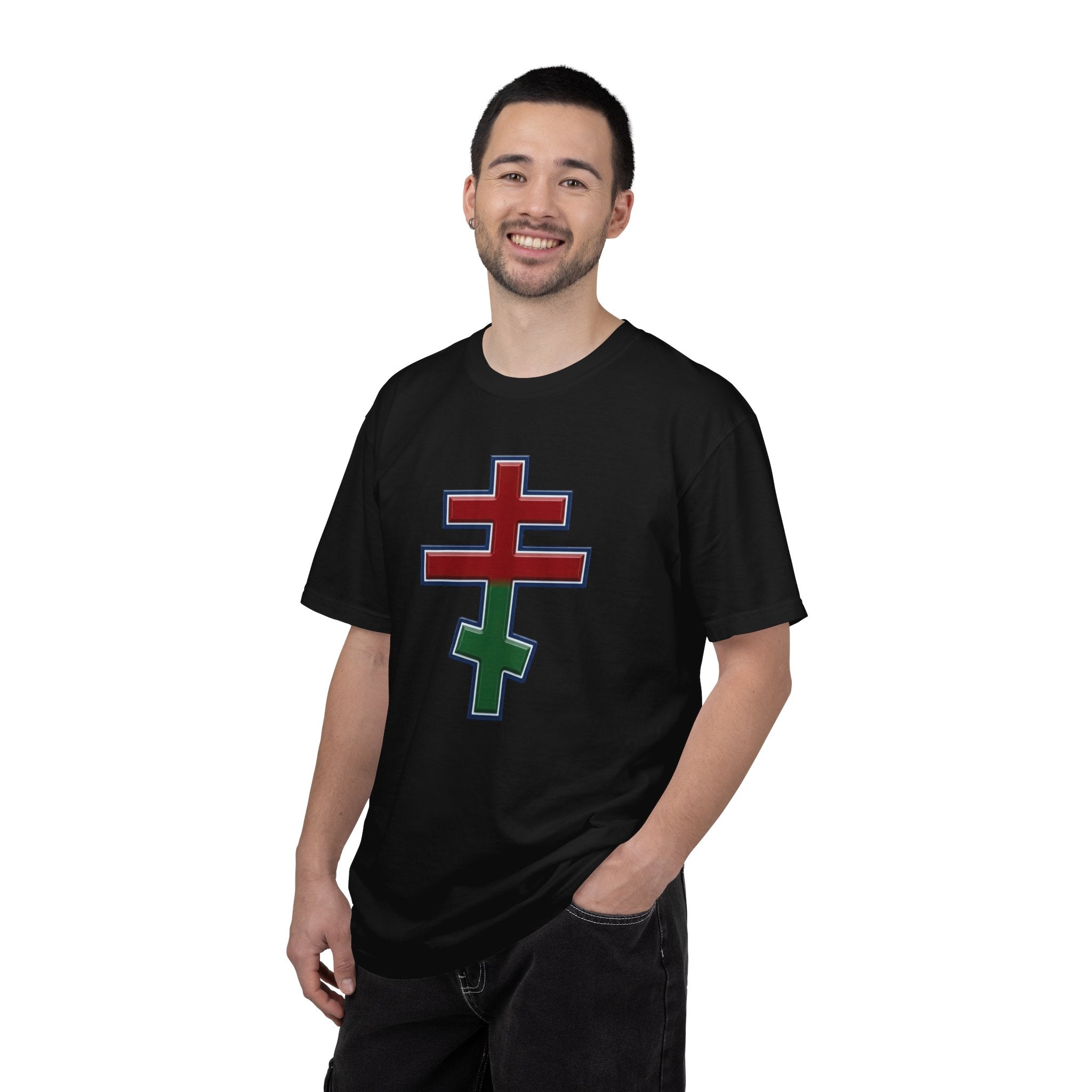 Belarusian Orthodox Cross design on a heavyweight garment-dyed t-shirt