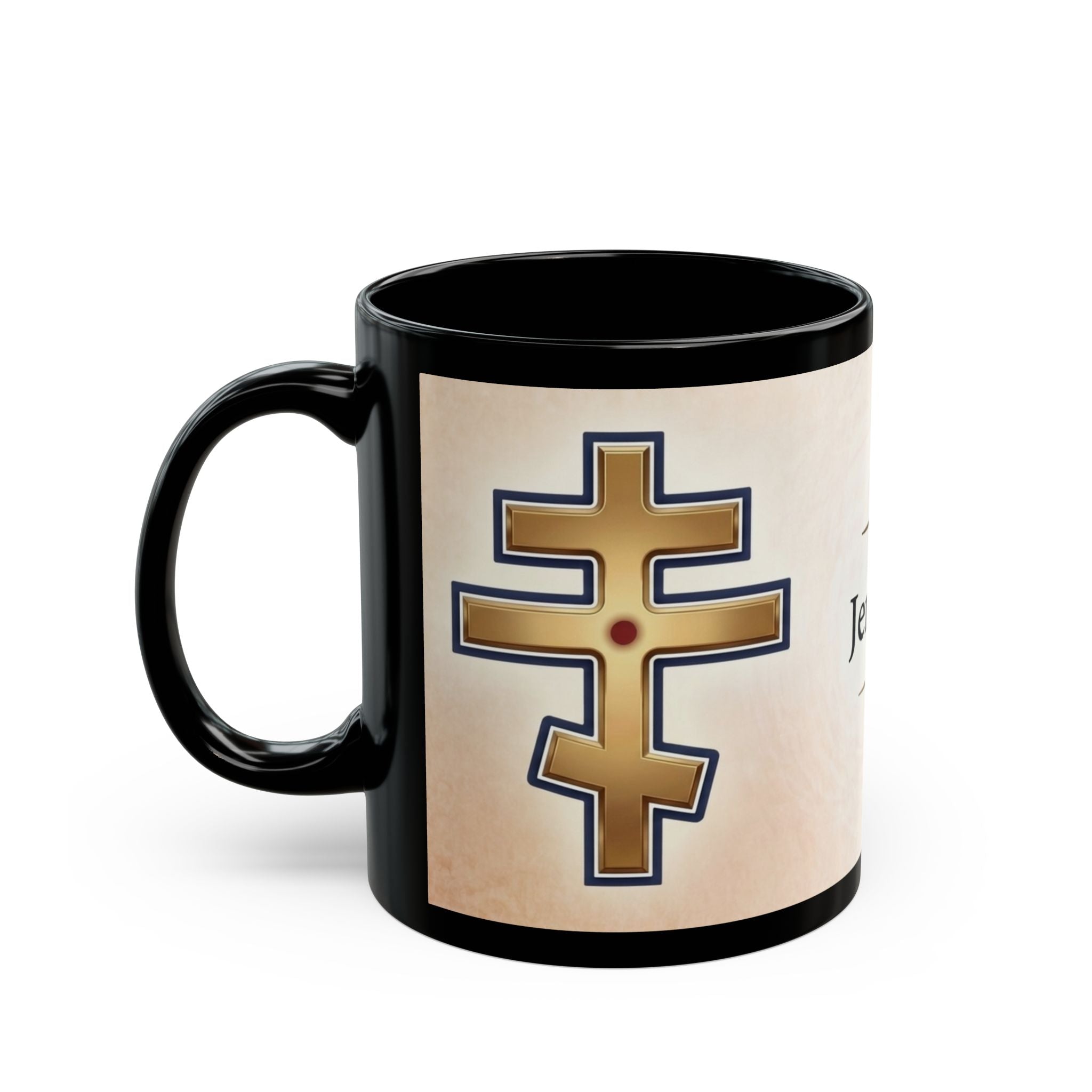 Jerusalem Orthodox Christian Black Coffee Mug — Orthodox Christian Gift