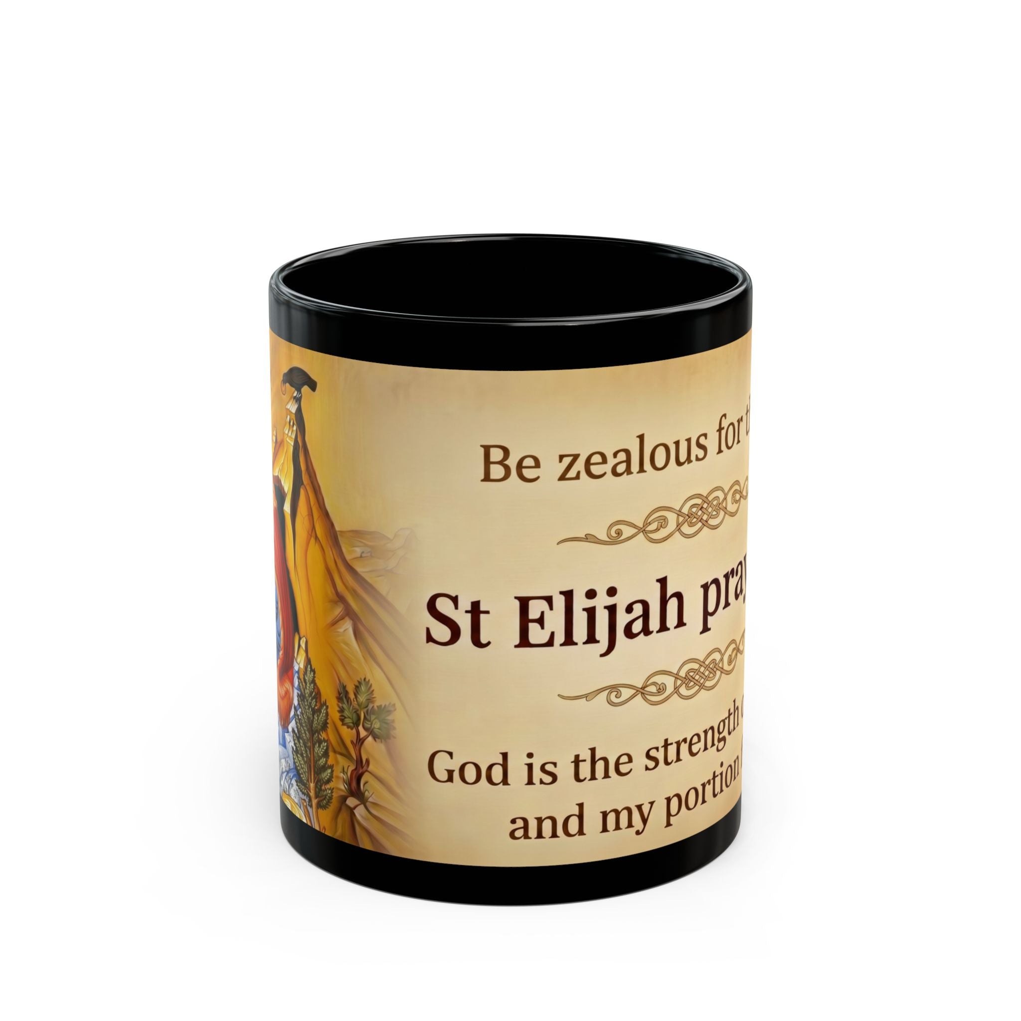 Saint Elijah the Prophet Orthodox Christian Black Coffee Mug — Orthodox Mug Gift