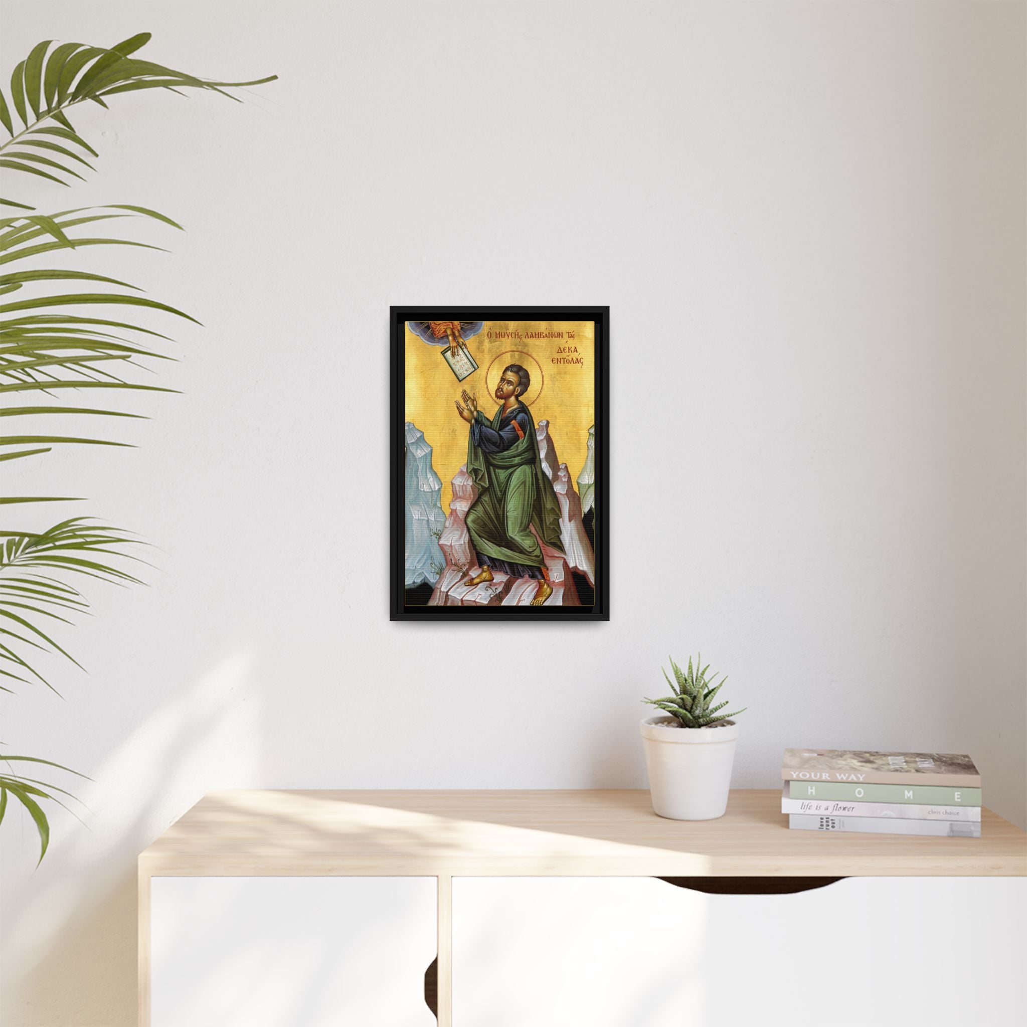 Framed canvas icon of Saint Moses the Prophet, traditional Orthodox Christian artwork