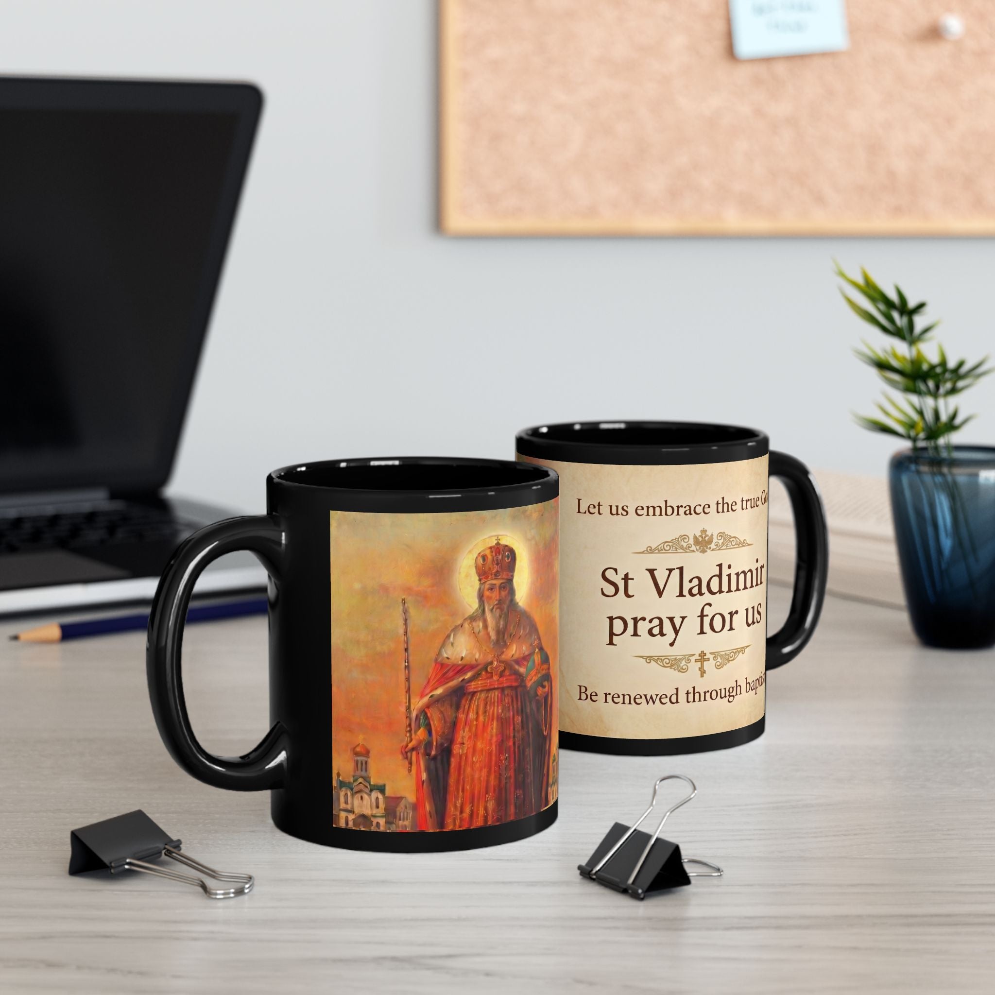 Saint Vladimir the Great Orthodox Christian Black Coffee Mug — Christian Gift Idea