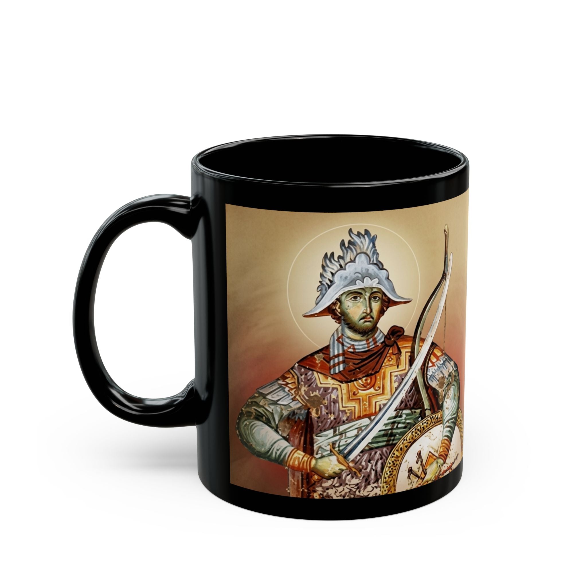 Saint Mercurius Orthodox Christian Black Coffee Mug — Orthodox Christian Gift