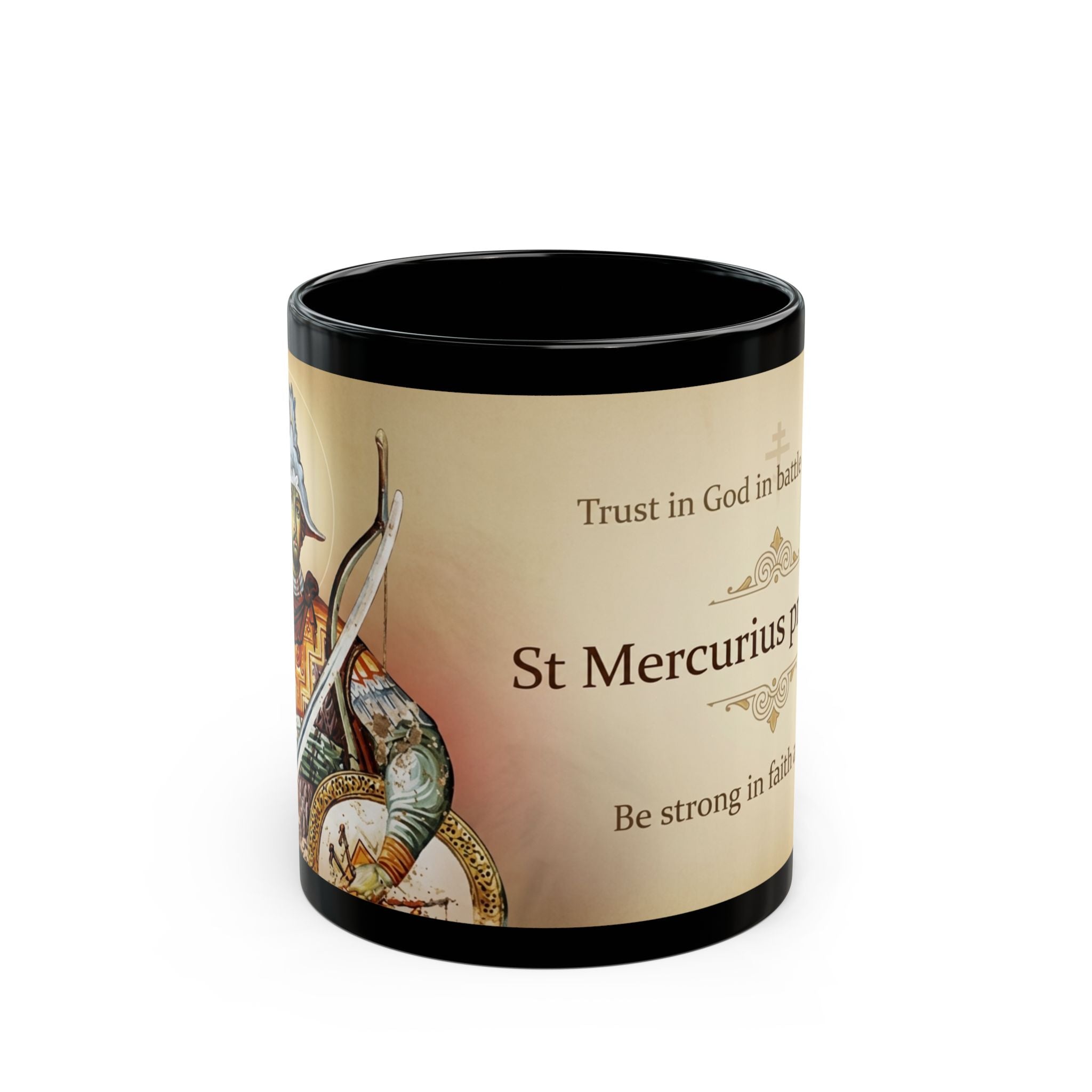 Saint Mercurius Orthodox Christian Black Coffee Mug — Orthodox Christian Mug