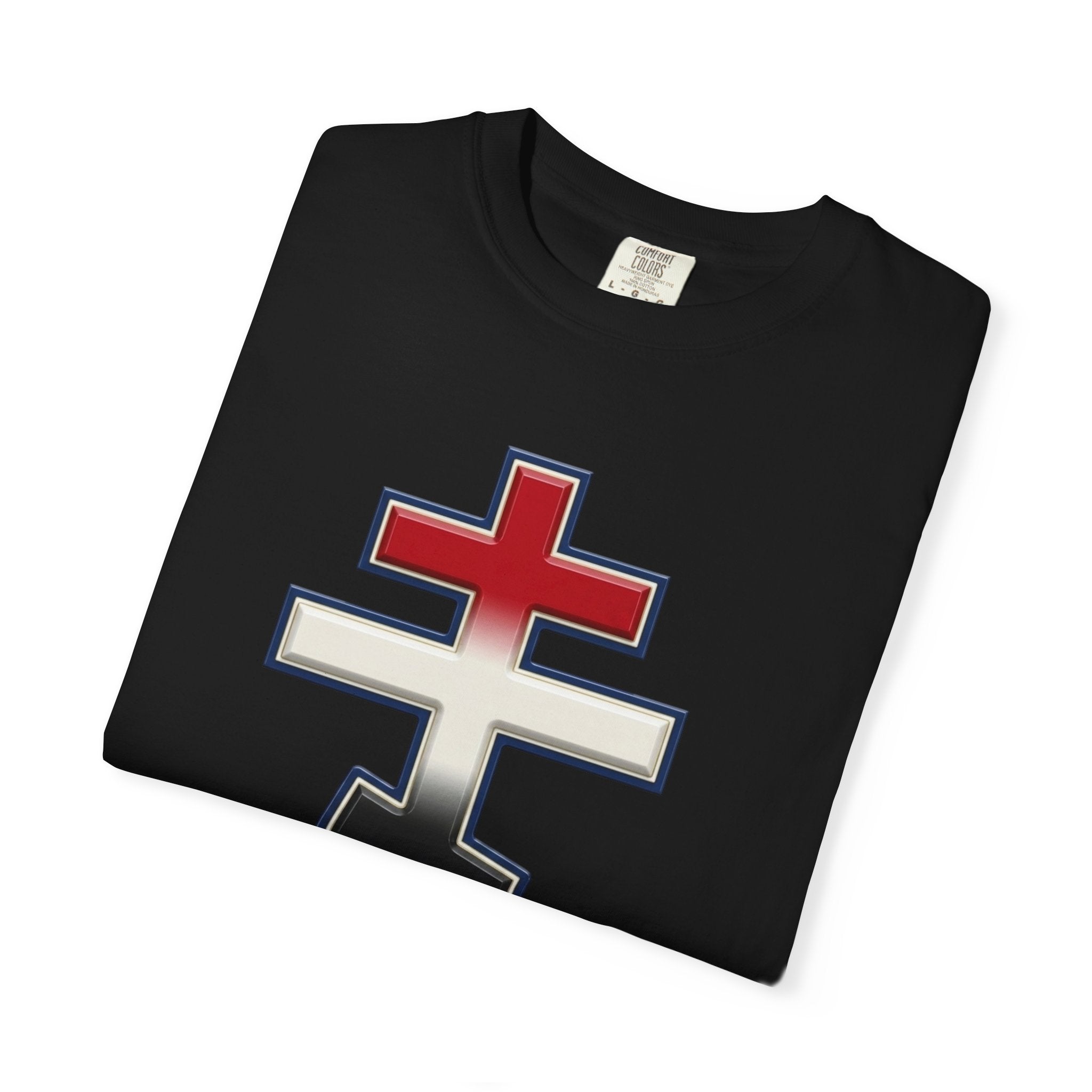 Egyptian Orthodox Cross design on a heavyweight garment-dyed t-shirt