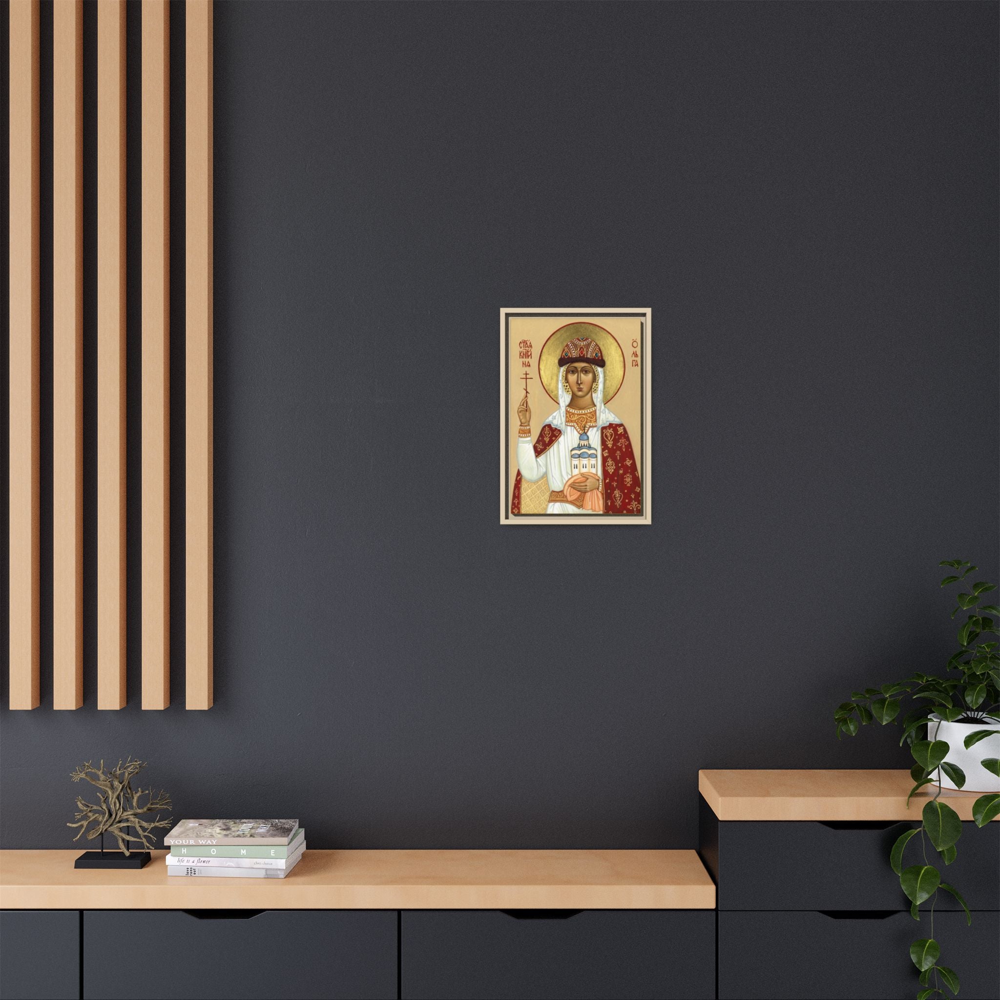Framed canvas icon of Saint Olga Equal to the Apostles, traditional Orthodox Christian artwork