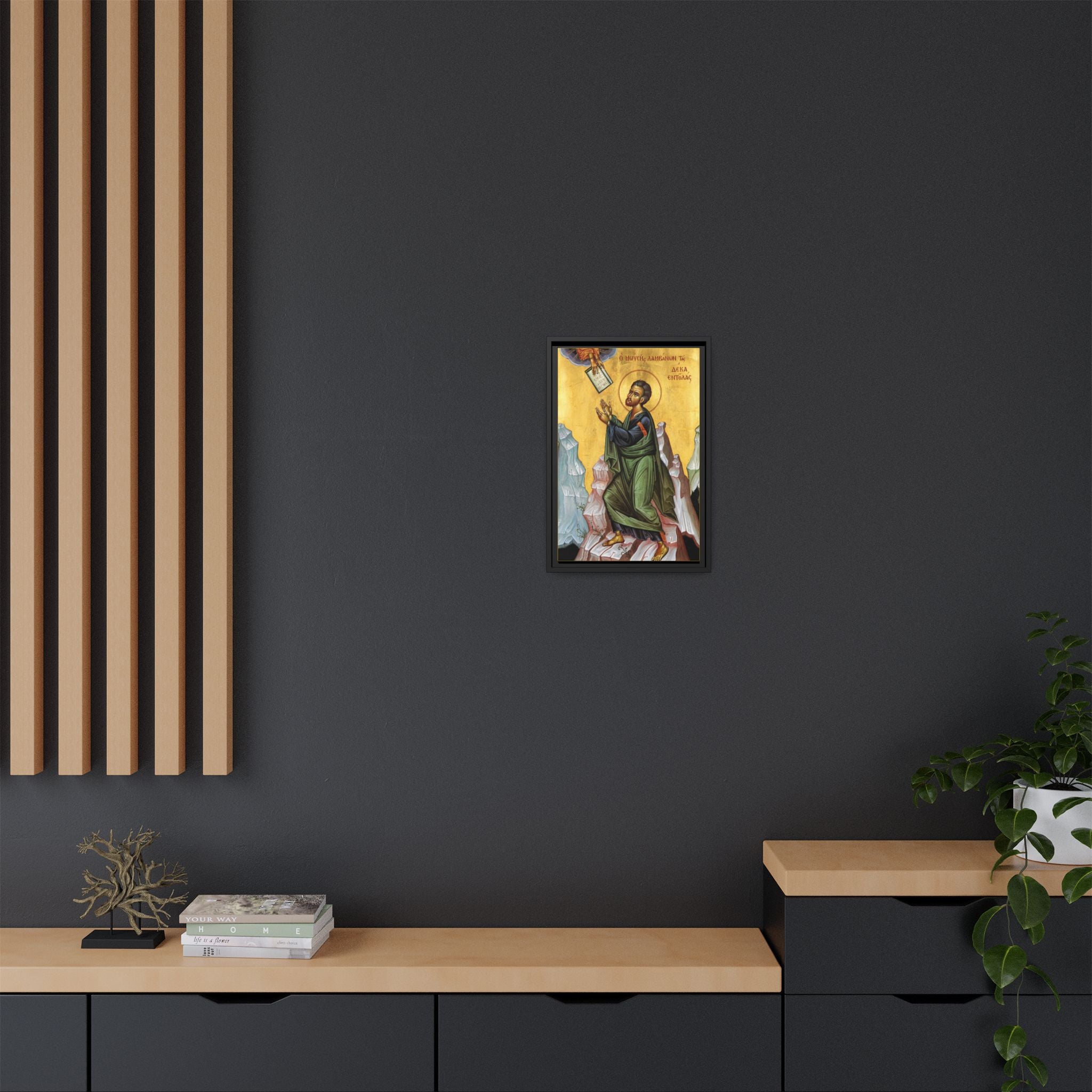 Framed canvas icon of Saint Moses the Prophet, traditional Orthodox Christian artwork
