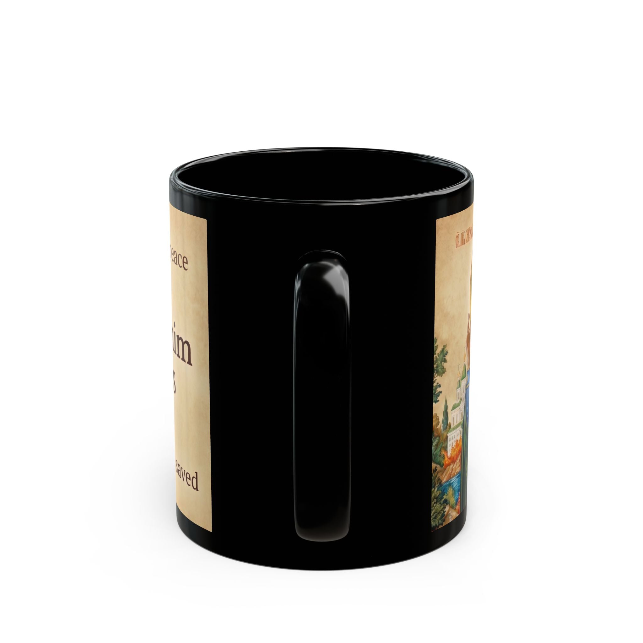 Saint Seraphim of Sarov Orthodox Christian Black Coffee Mug — Orthodox Faith Gift
