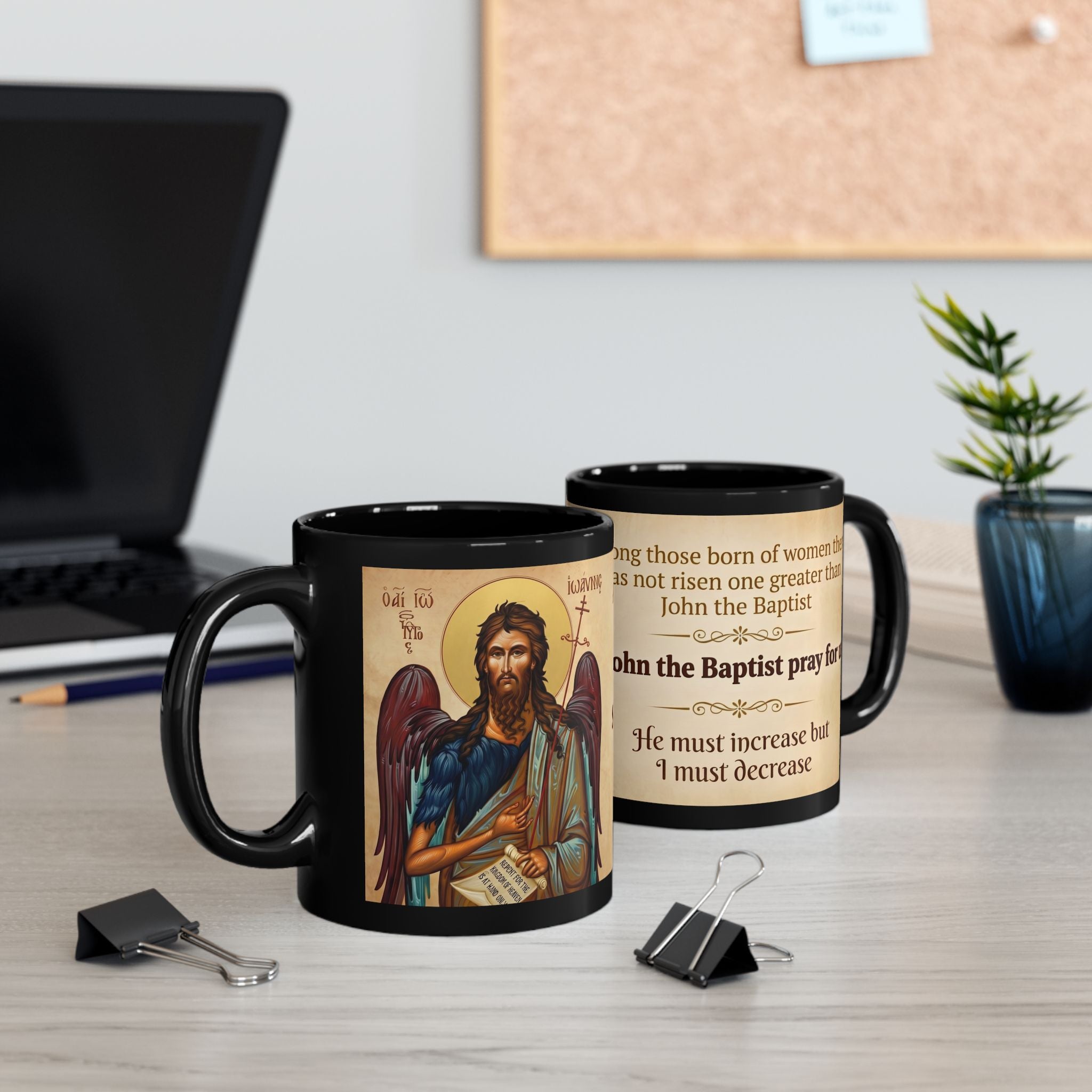 Saint John of Damascus Orthodox Christian Black Coffee Mug — Christian Gift Idea