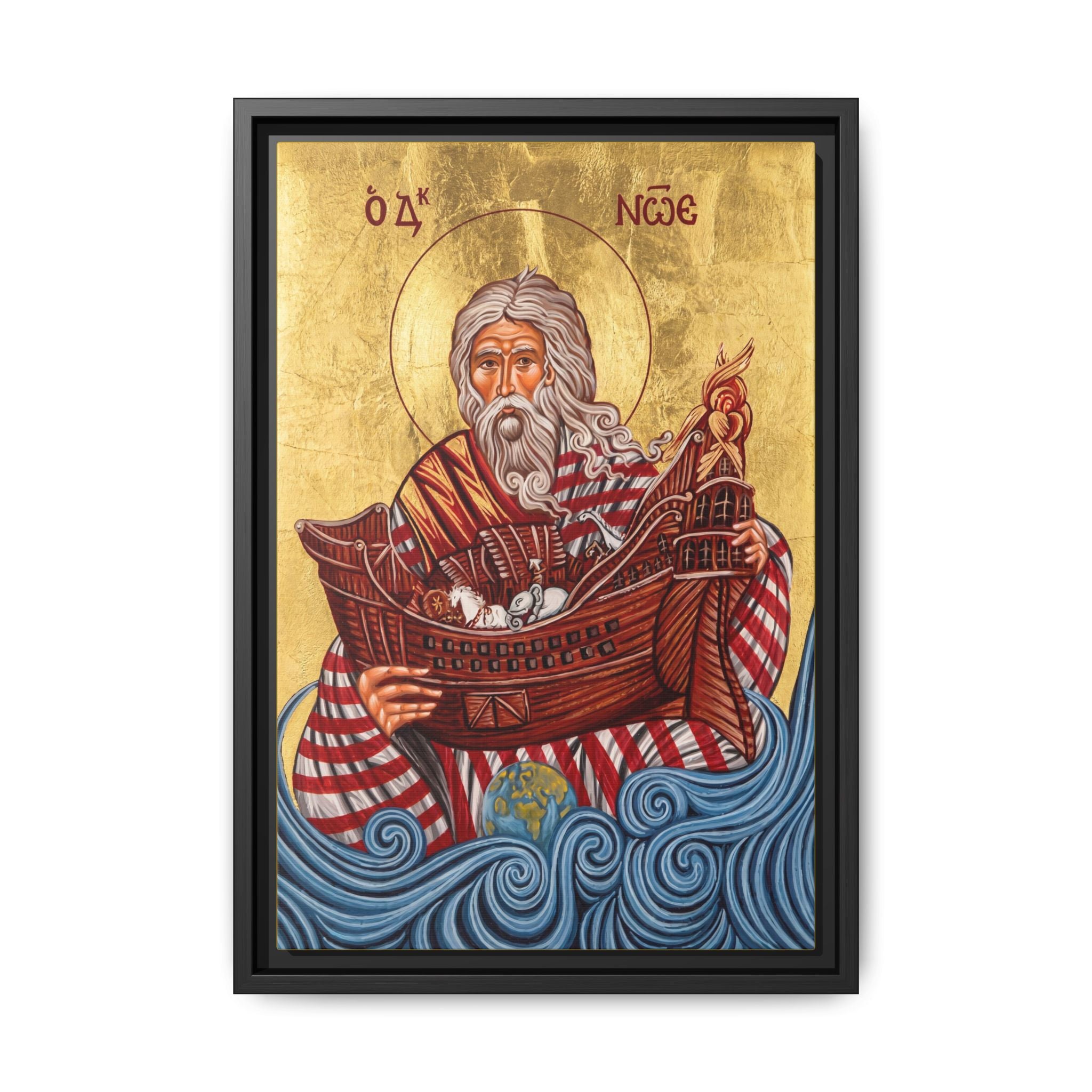 Framed canvas icon of Saint Noah the Righteous, traditional Orthodox Christian artwork