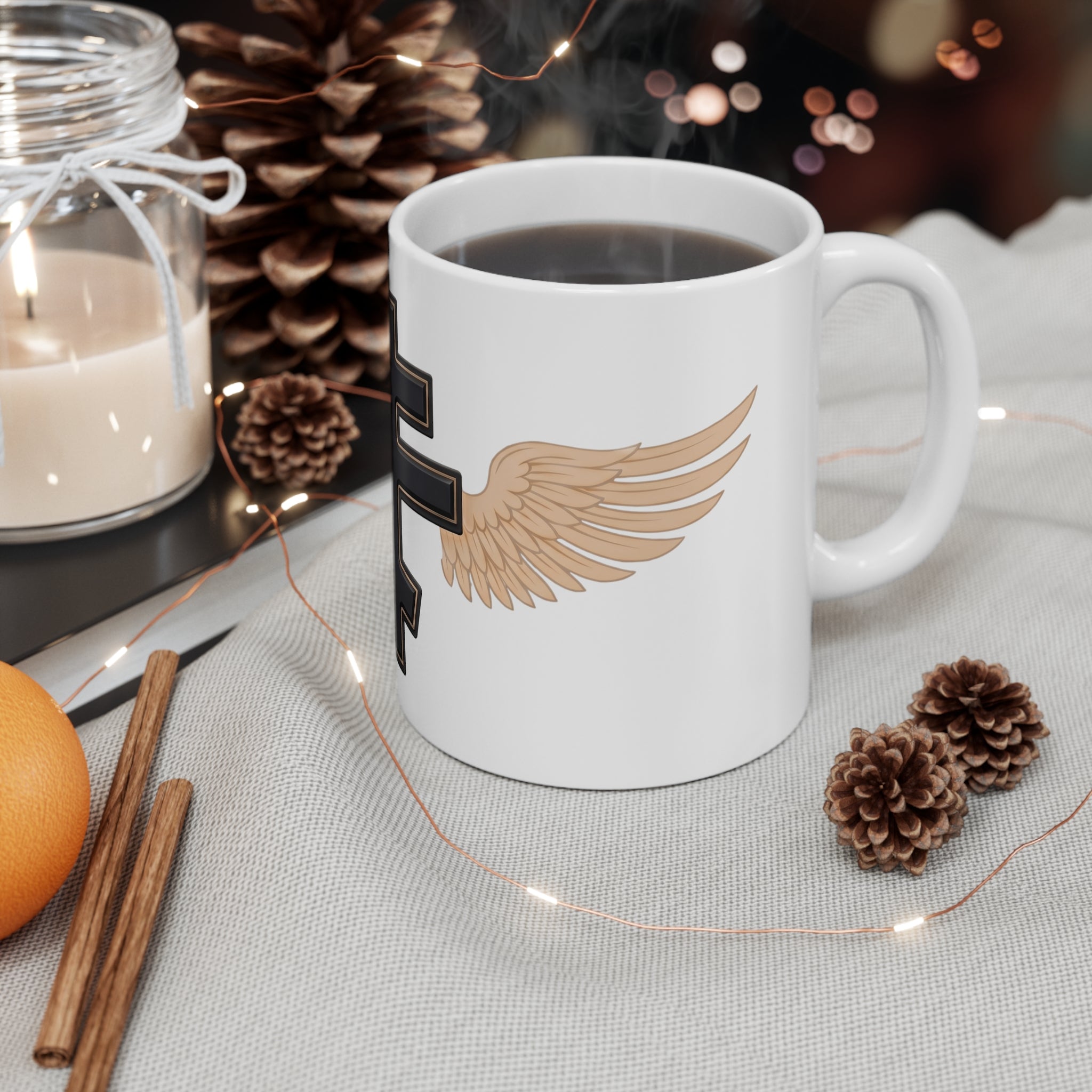 Black Orthodox Cross Orthodox Christian White Coffee Mug — Orthodox Coffee Mug