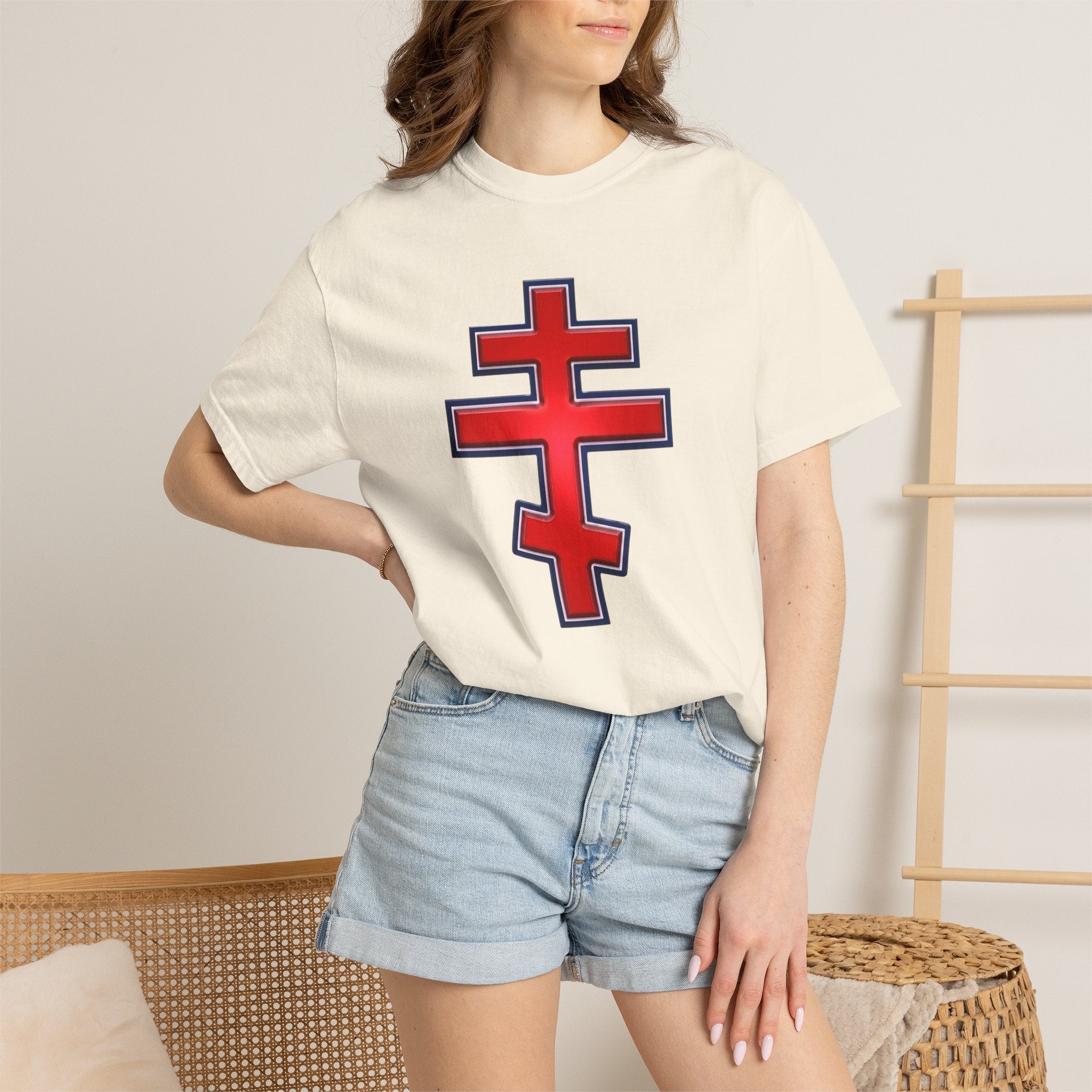 Montenegrin Orthodox Cross design on a heavyweight garment-dyed t-shirt