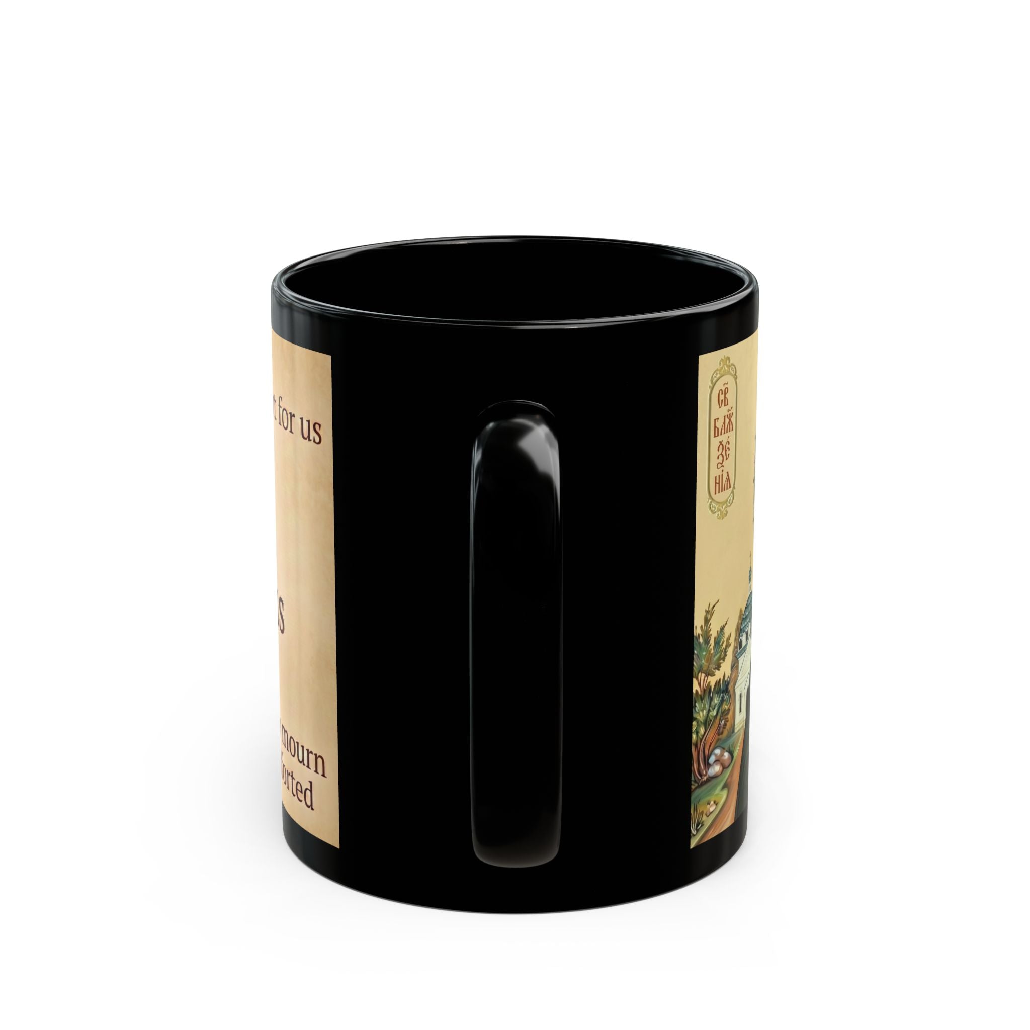 Saint Xenia of Saint Petersburg Orthodox Christian Black Coffee Mug — Orthodox Faith Gift