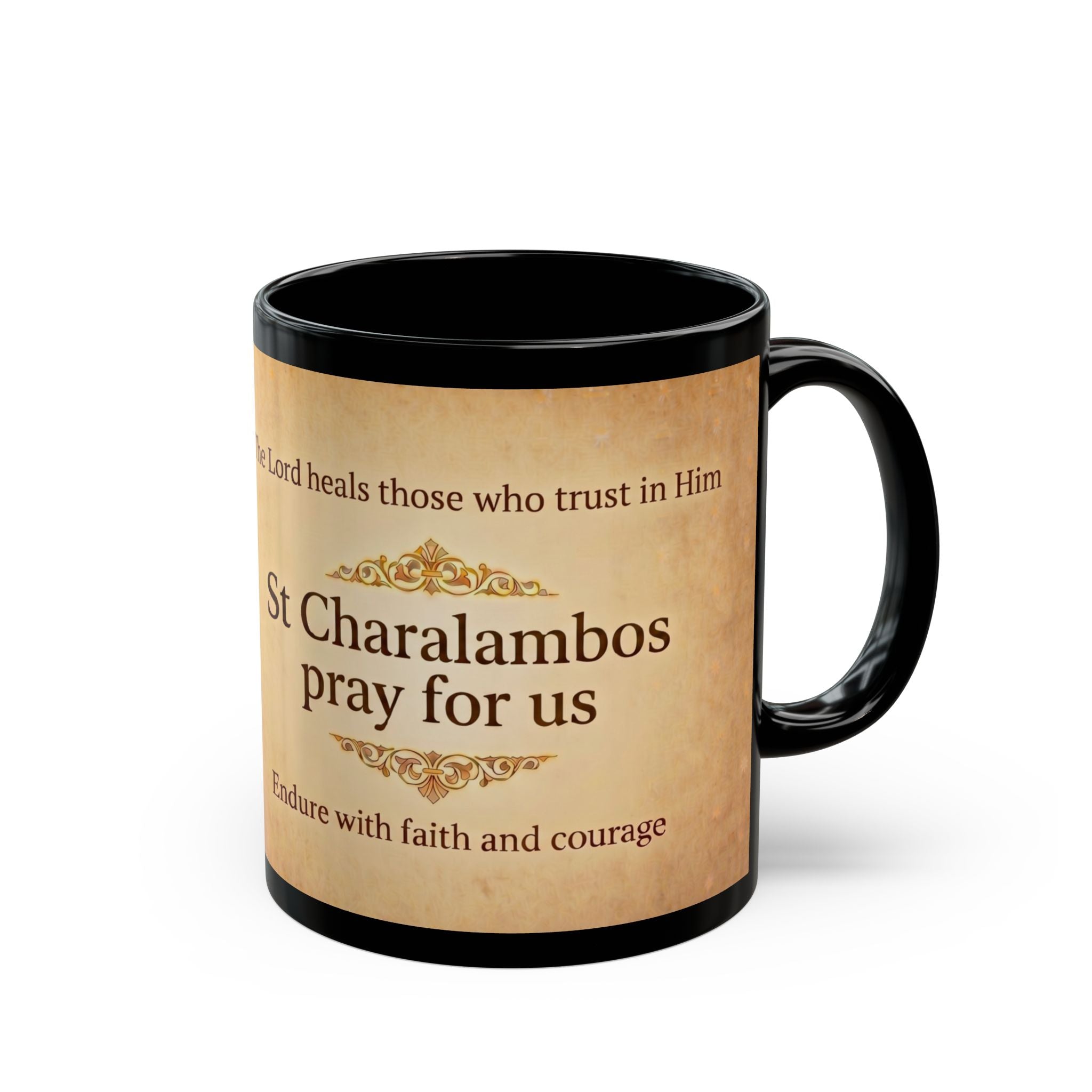 Saint Charalambos Orthodox Christian Black Coffee Mug — Christian Coffee Mug