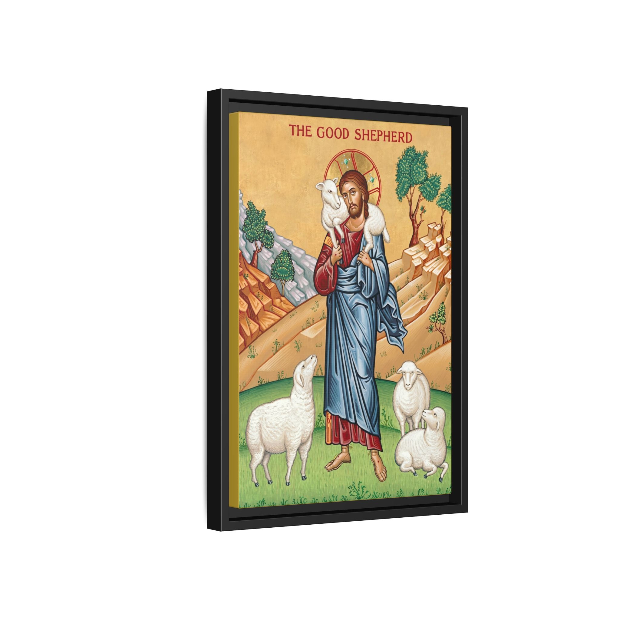 Christ The Good Shepherd Framed Canvas Icon