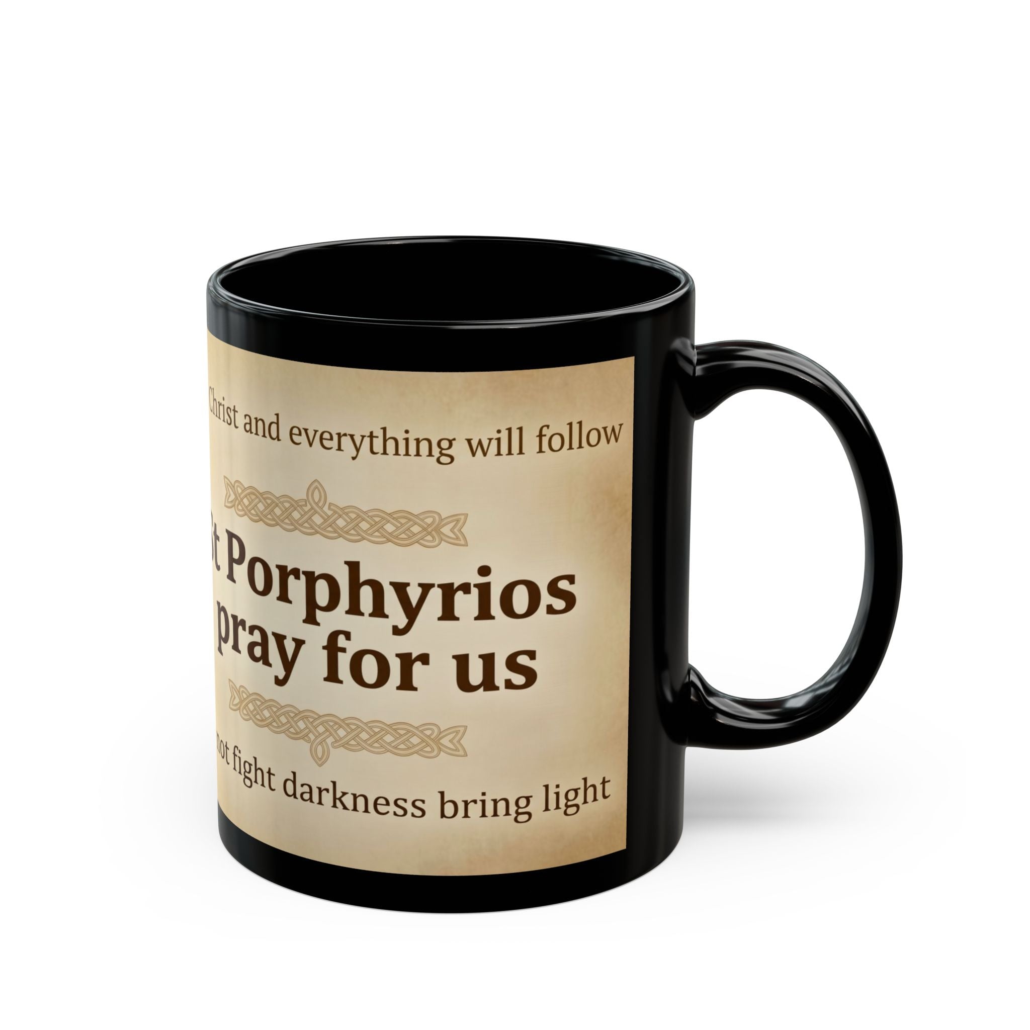 Saint Porphyrios of Kavsokalyvia Orthodox Christian Black Coffee Mug — Gift for Orthodox Christians
