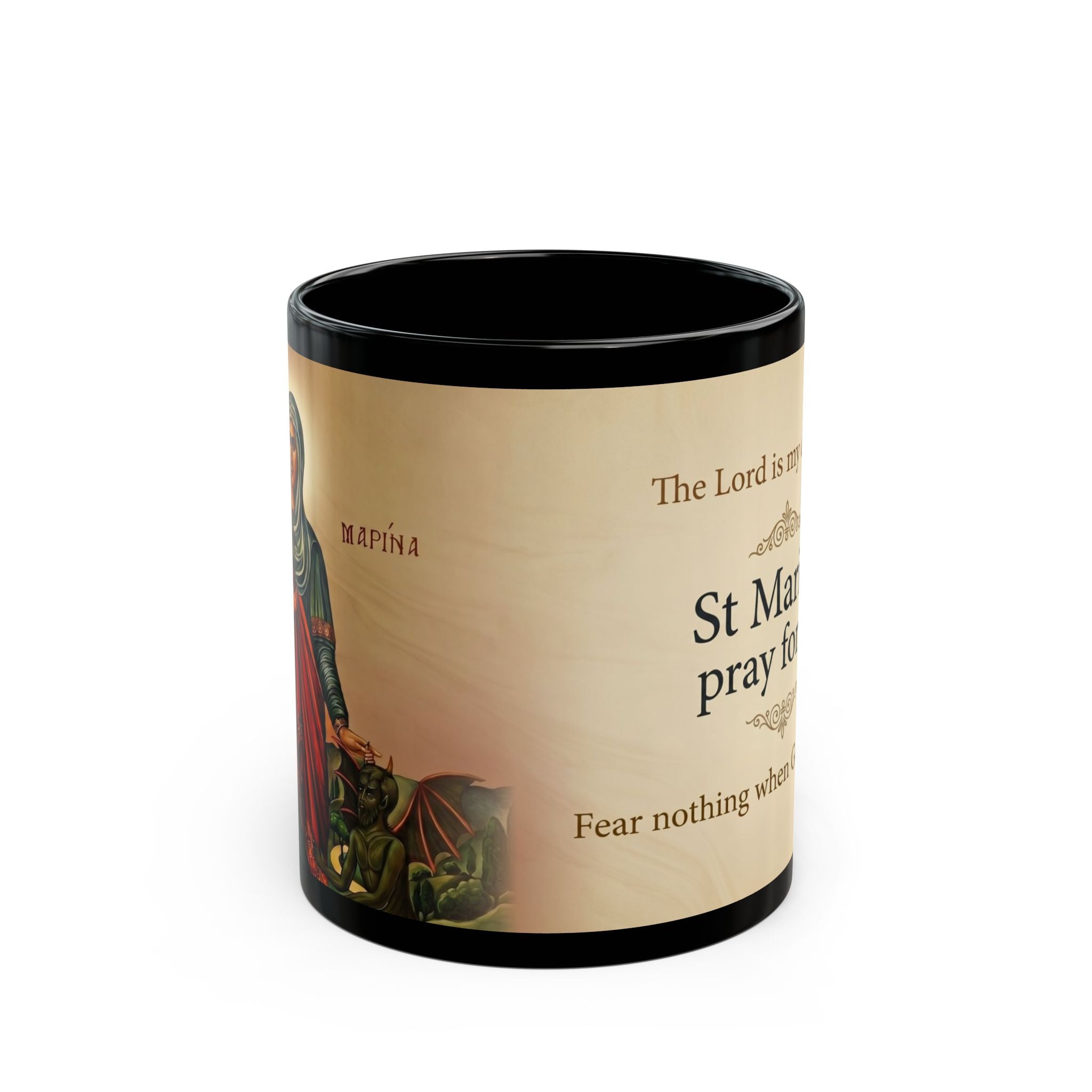Saint Marina Margaret Orthodox Christian Black Coffee Mug — Orthodox Christian Mug
