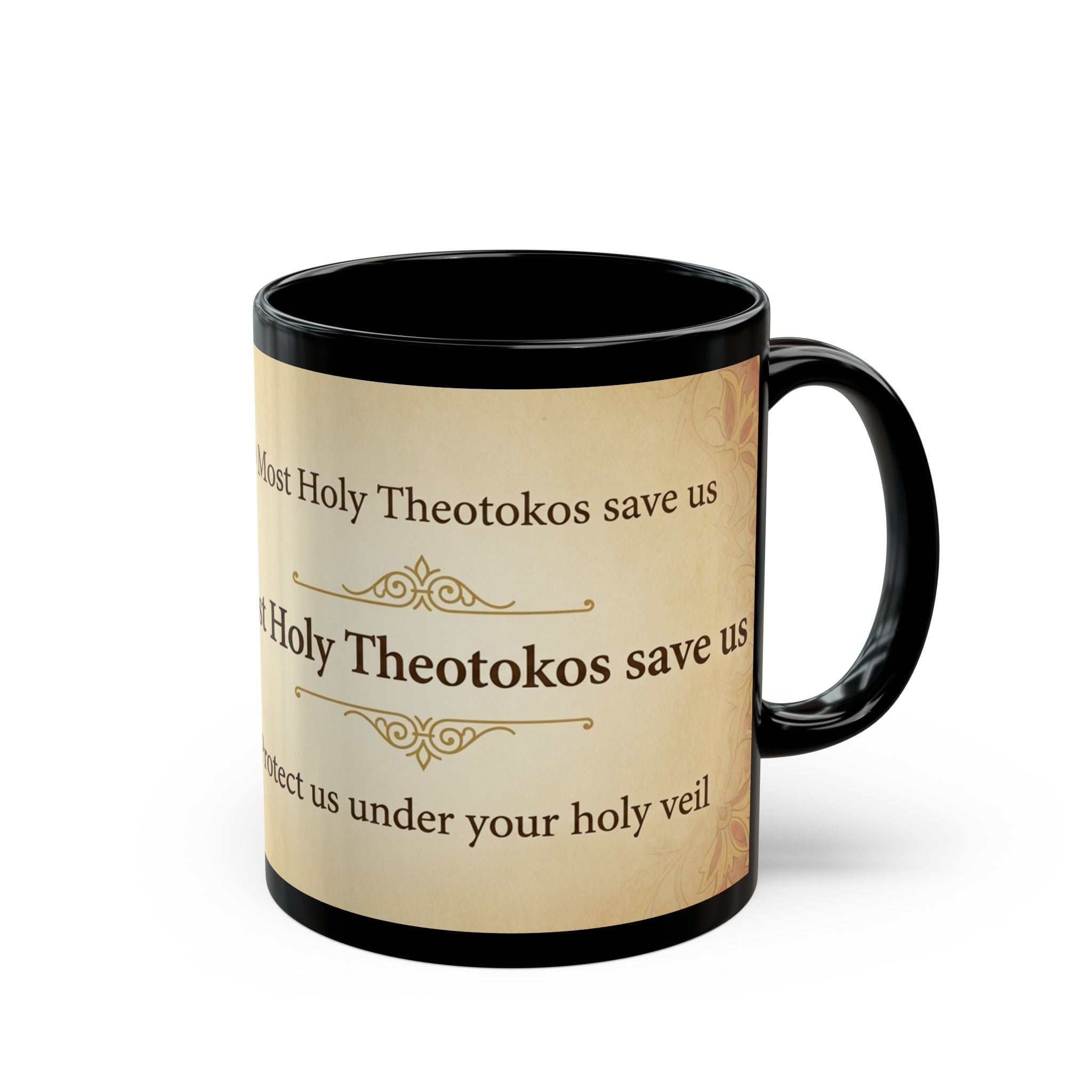 Theotokos of Kazan Orthodox Christian Black Coffee Mug — Christian Coffee Mug