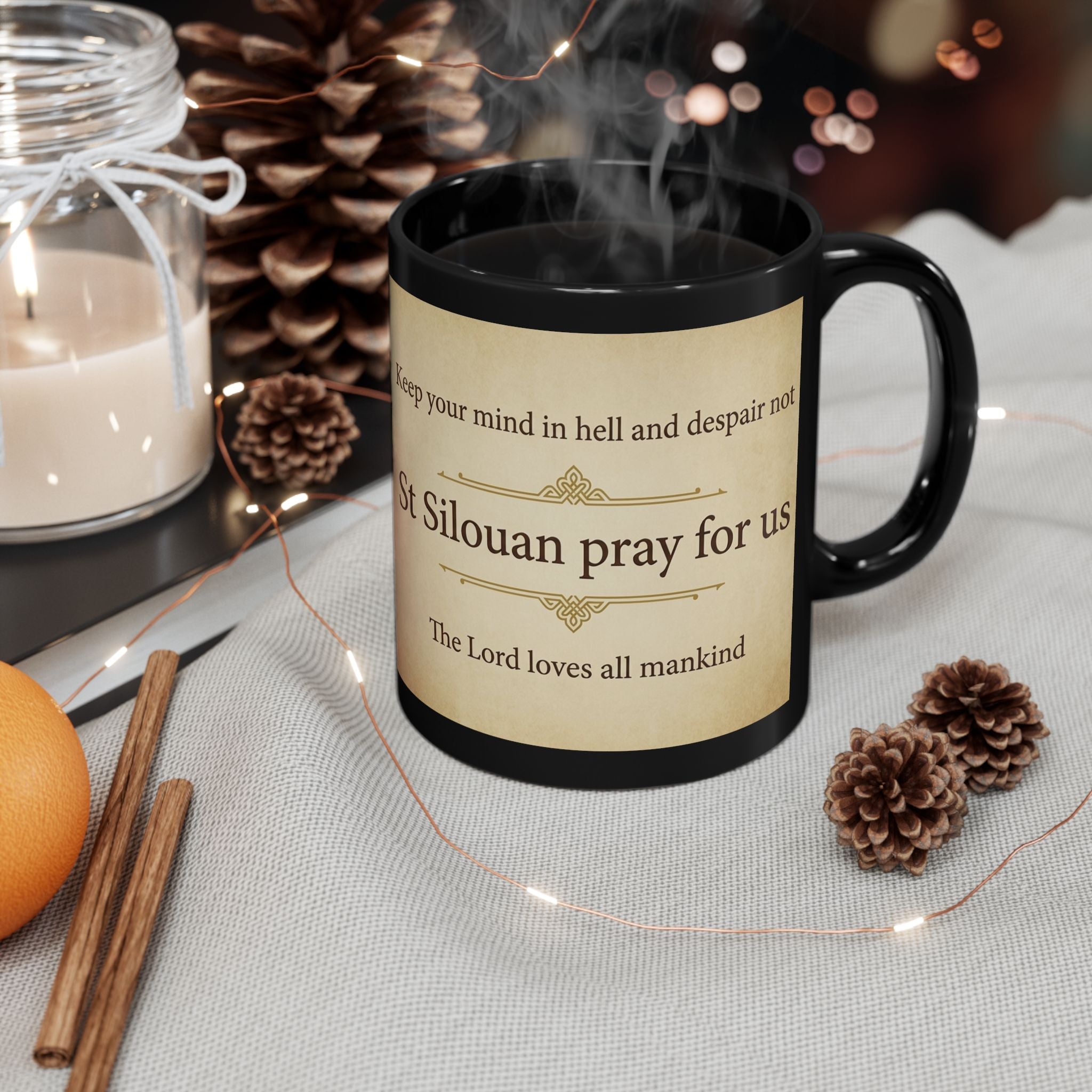 Saint Silouan the Athonite Orthodox Christian Black Coffee Mug — Orthodox Coffee Mug