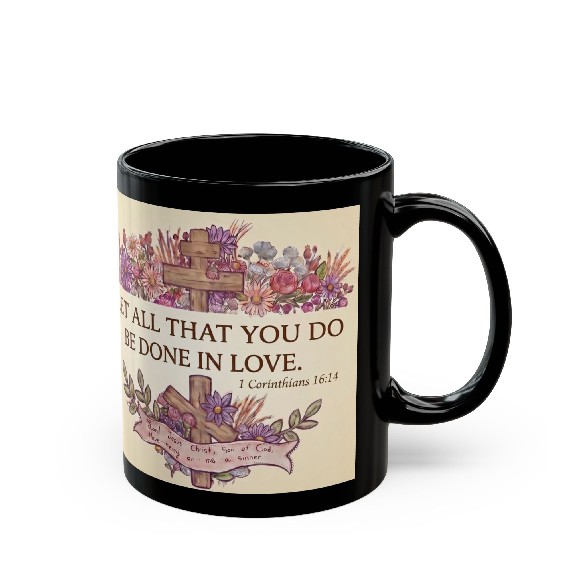 Saint Valentine Orthodox Christian Black Coffee Mug — Orthodox Christian Mug