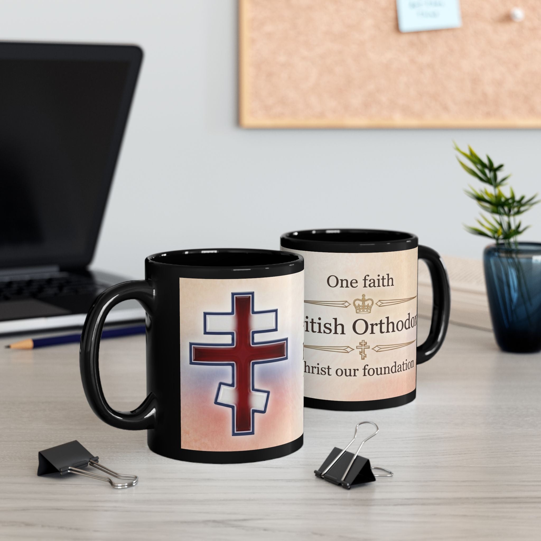British Orthodox Christian Black Coffee Mug — Christian Gift Idea