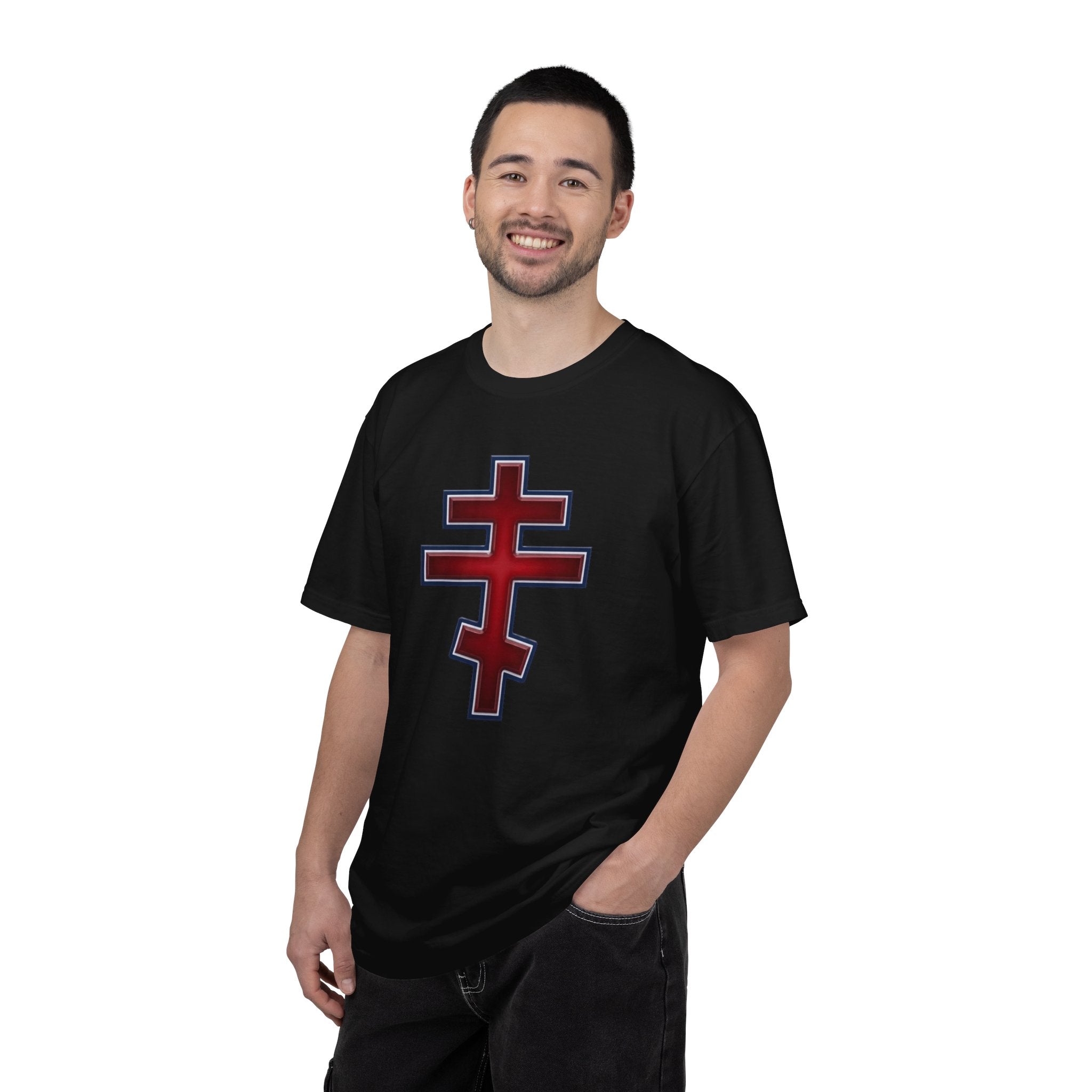 Albanian Orthodox Cross design on a heavyweight garment-dyed t-shirt