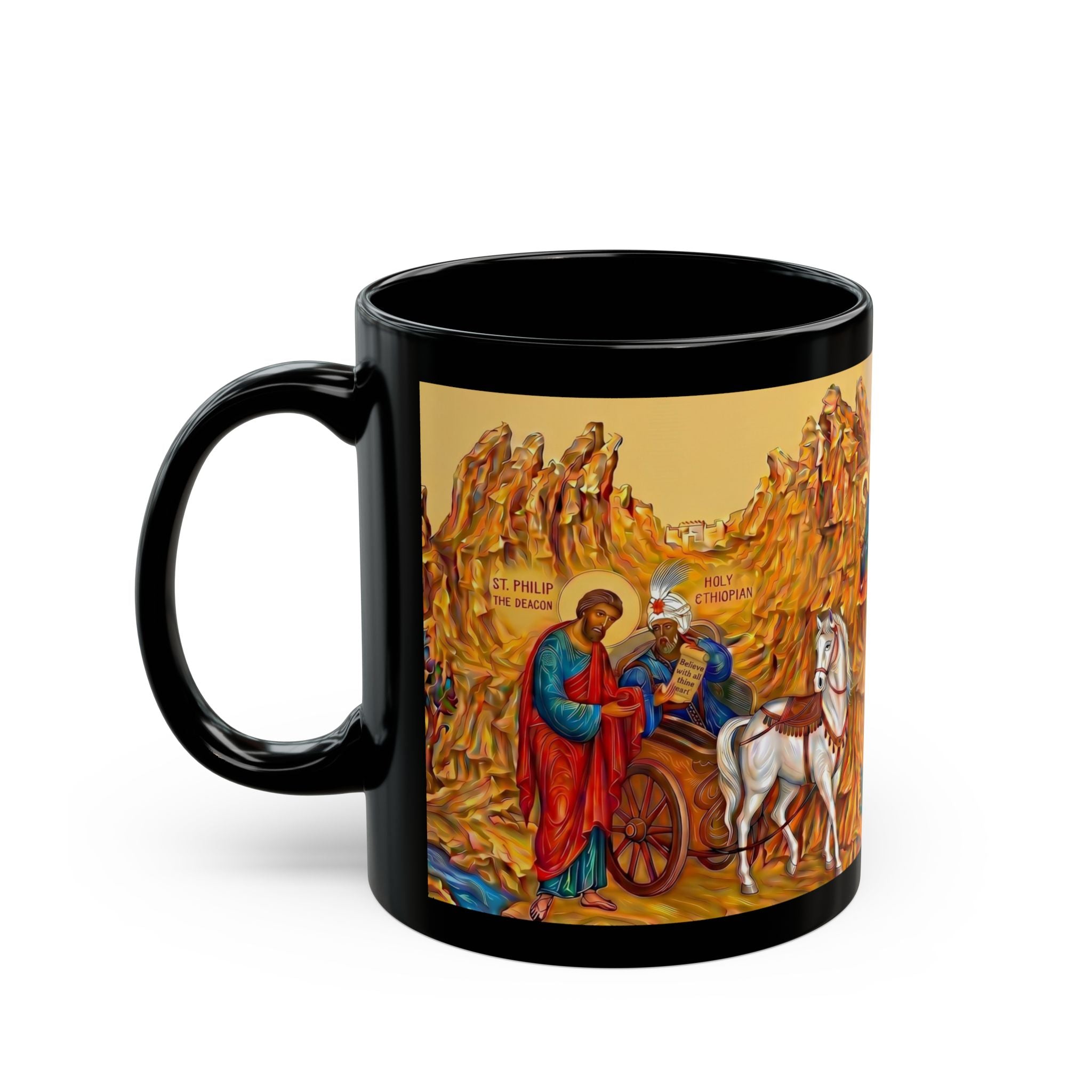 Saint Philip the Apostle Orthodox Christian Black Coffee Mug — Orthodox Christian Gift