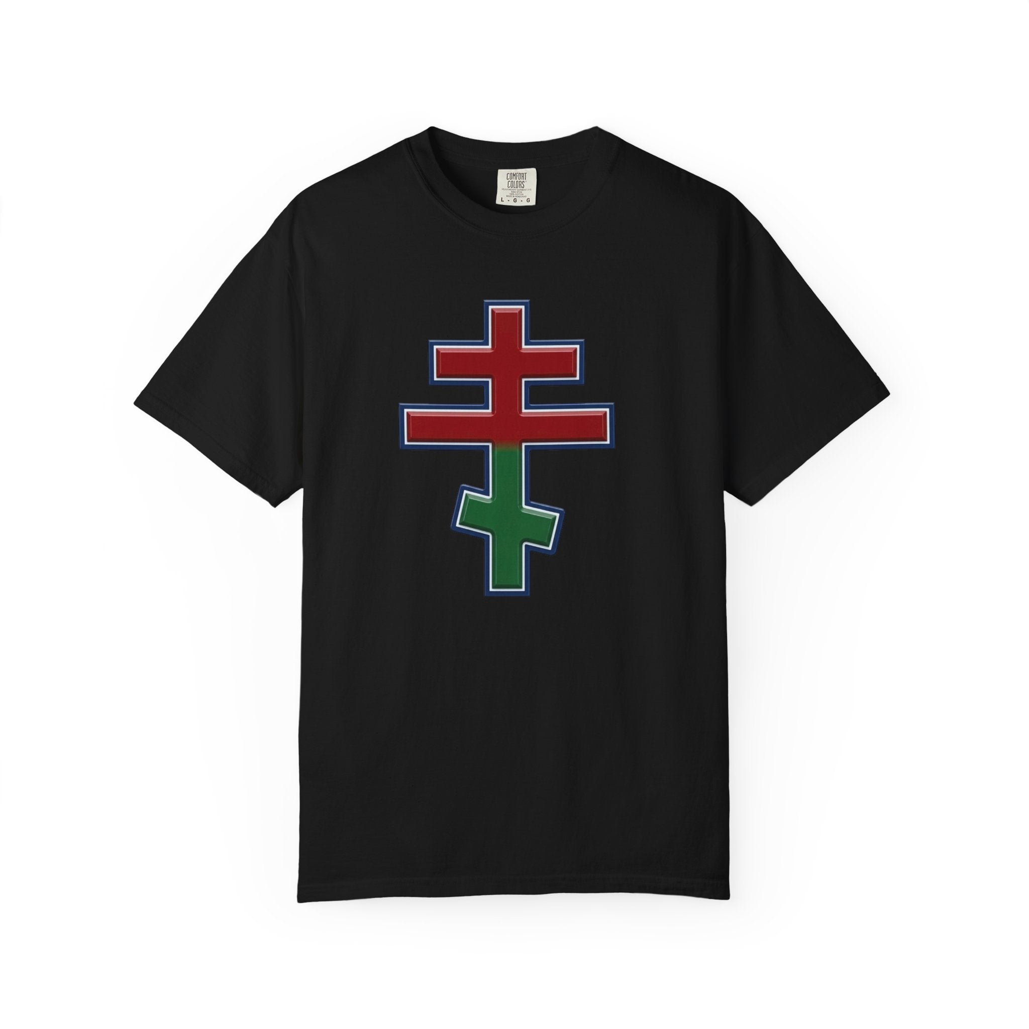 Belarusian Orthodox Cross design on a heavyweight garment-dyed t-shirt