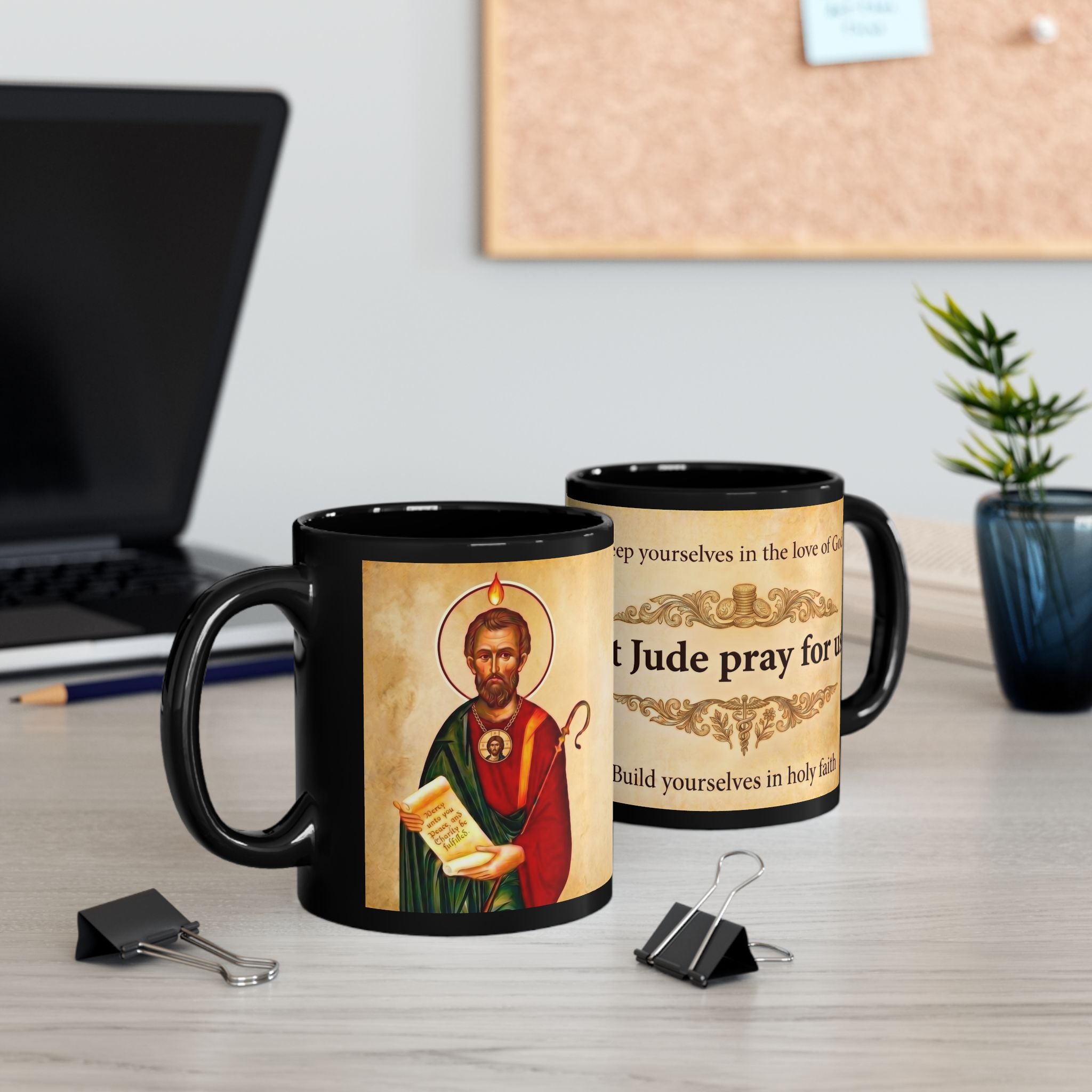 Saint Jude Thaddeus the Apostle Orthodox Christian Black Coffee Mug — Christian Gift Idea