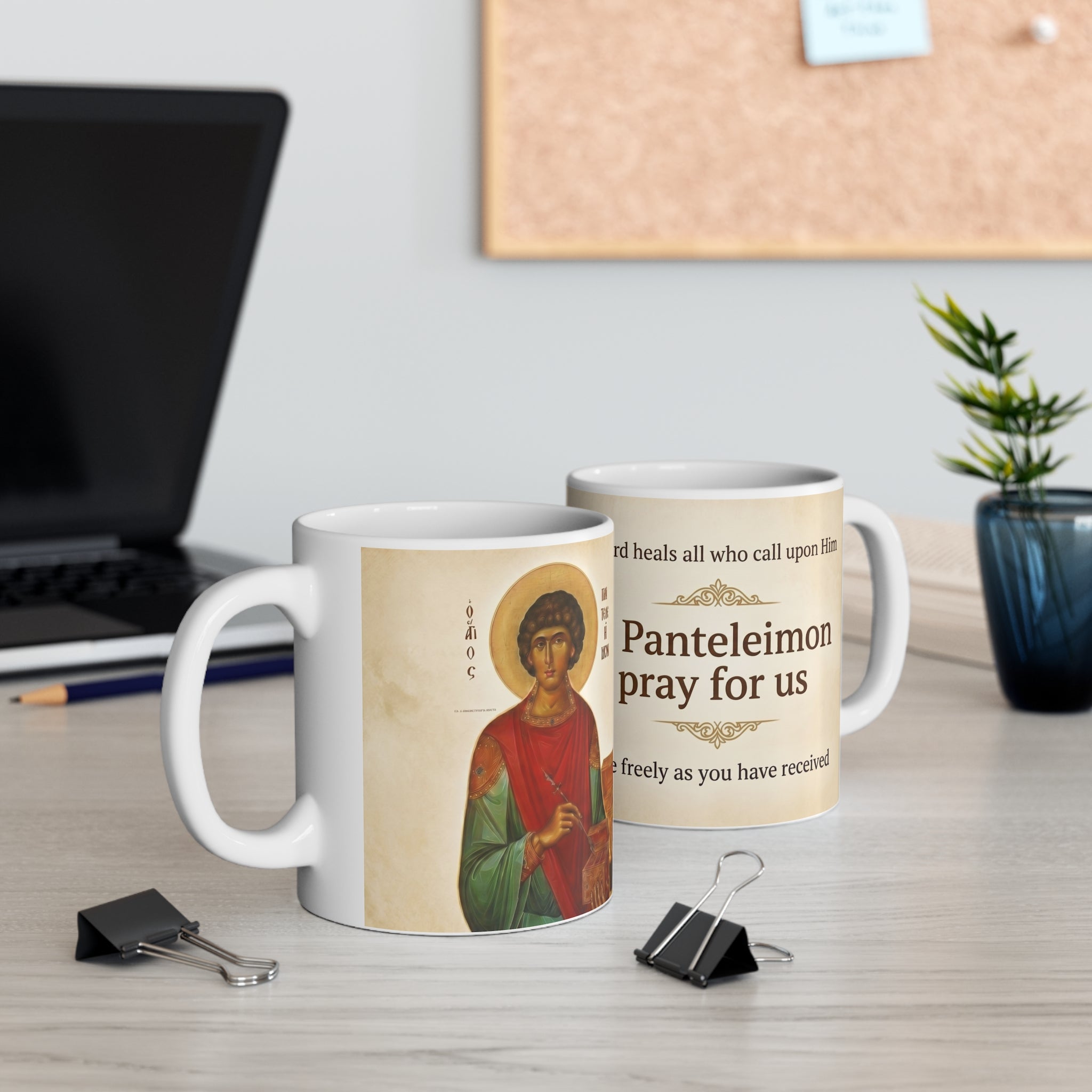 Saint Panteleimon the Healer Orthodox Christian Coffee Mug — Christian Gift Idea