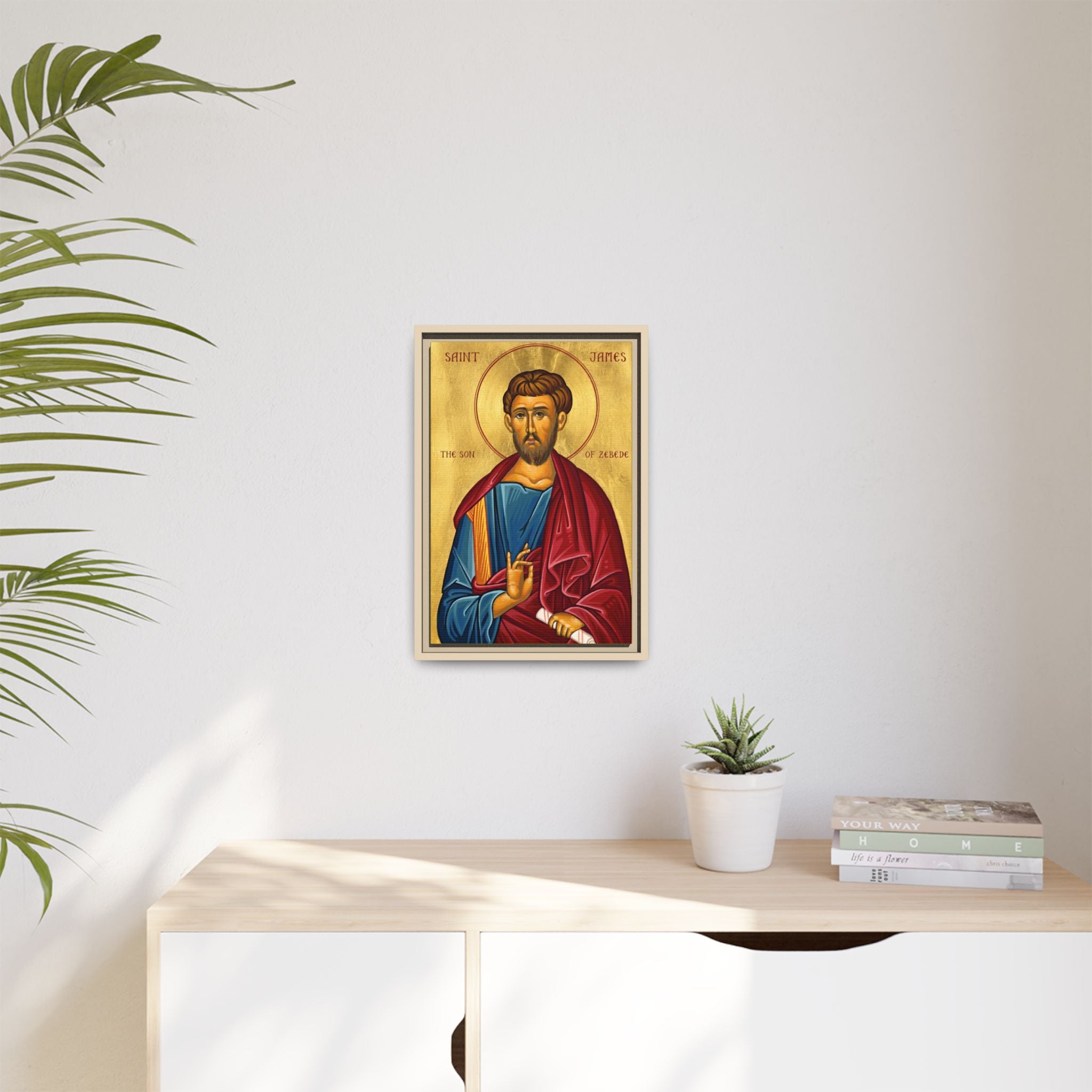 Framed canvas icon of Saint James Son of Zebedee, traditional Orthodox Christian artwork