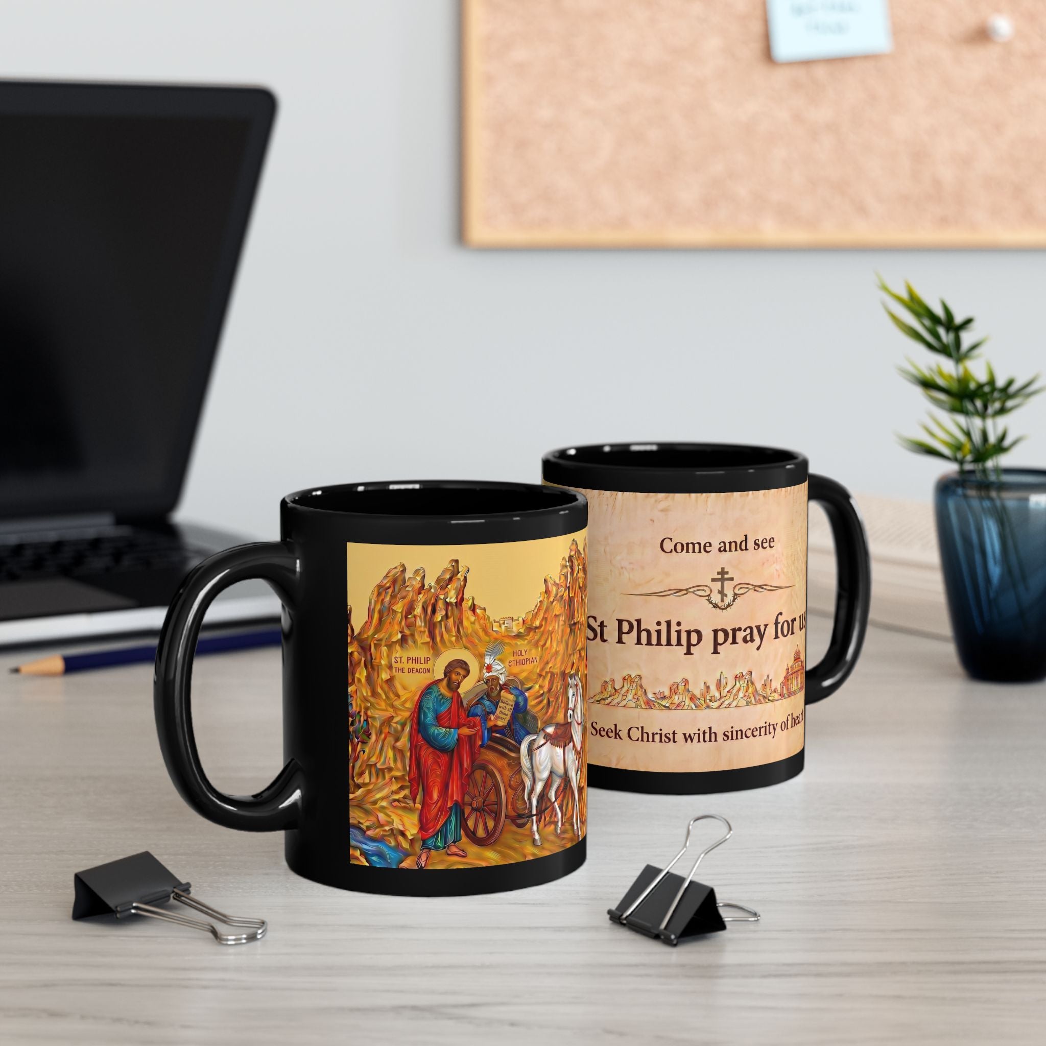 Saint Philip the Apostle Orthodox Christian Black Coffee Mug — Christian Gift Idea