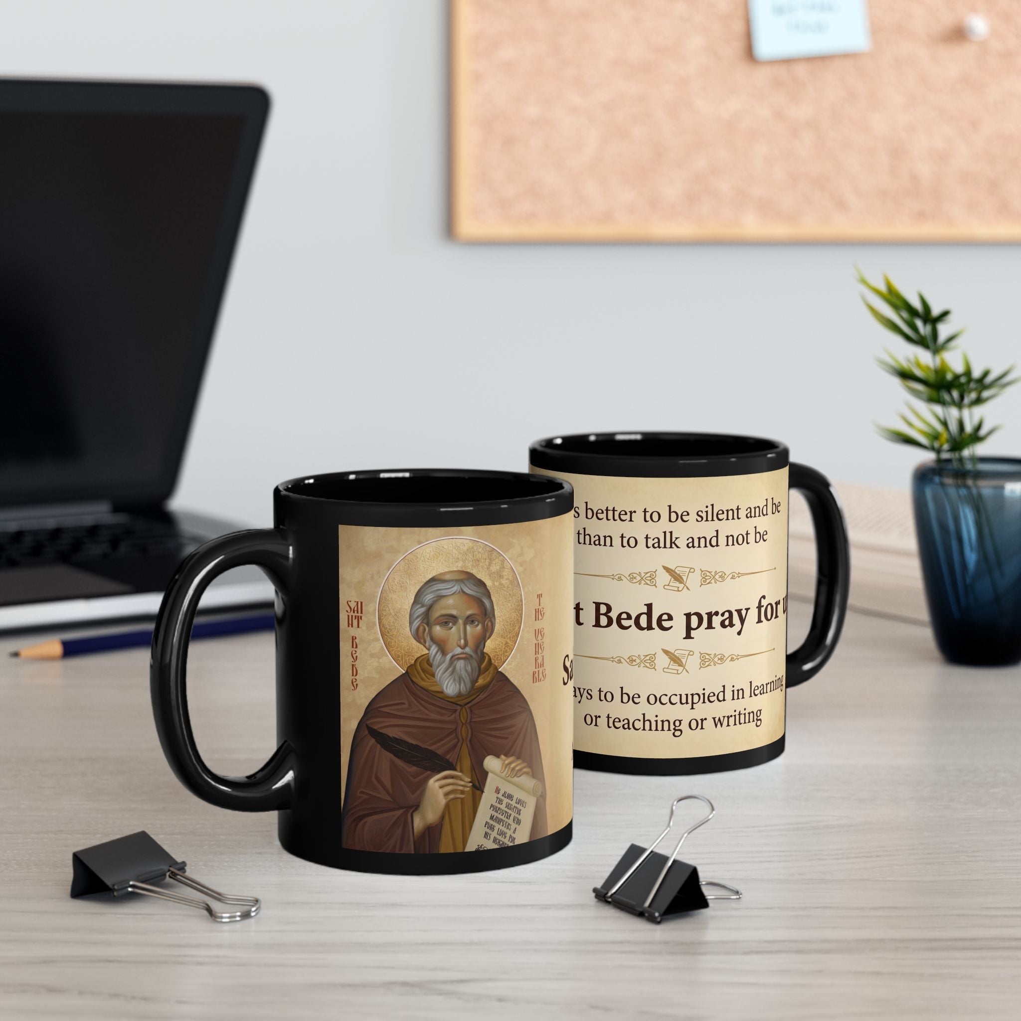 Saint Bede the Venerable Black Coffee Mug