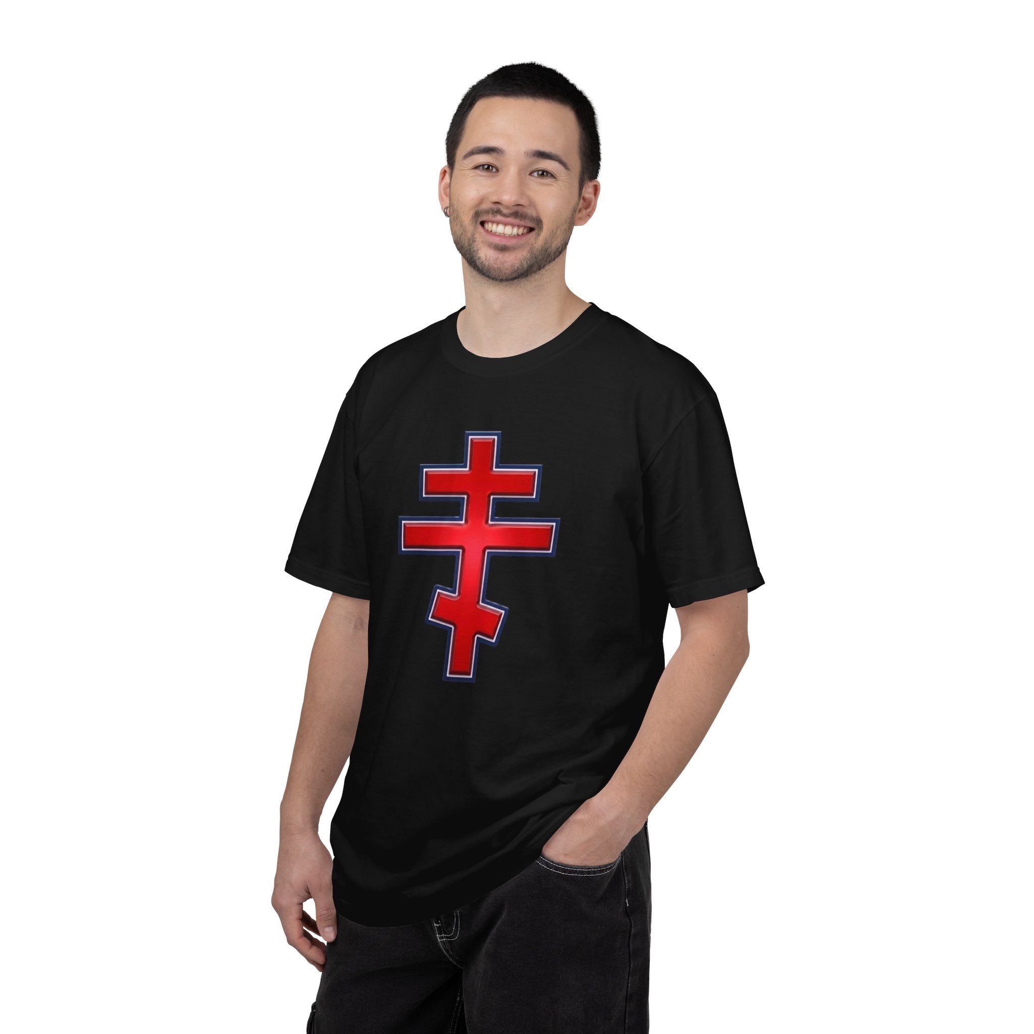 Montenegrin Orthodox Cross design on a heavyweight garment-dyed t-shirt