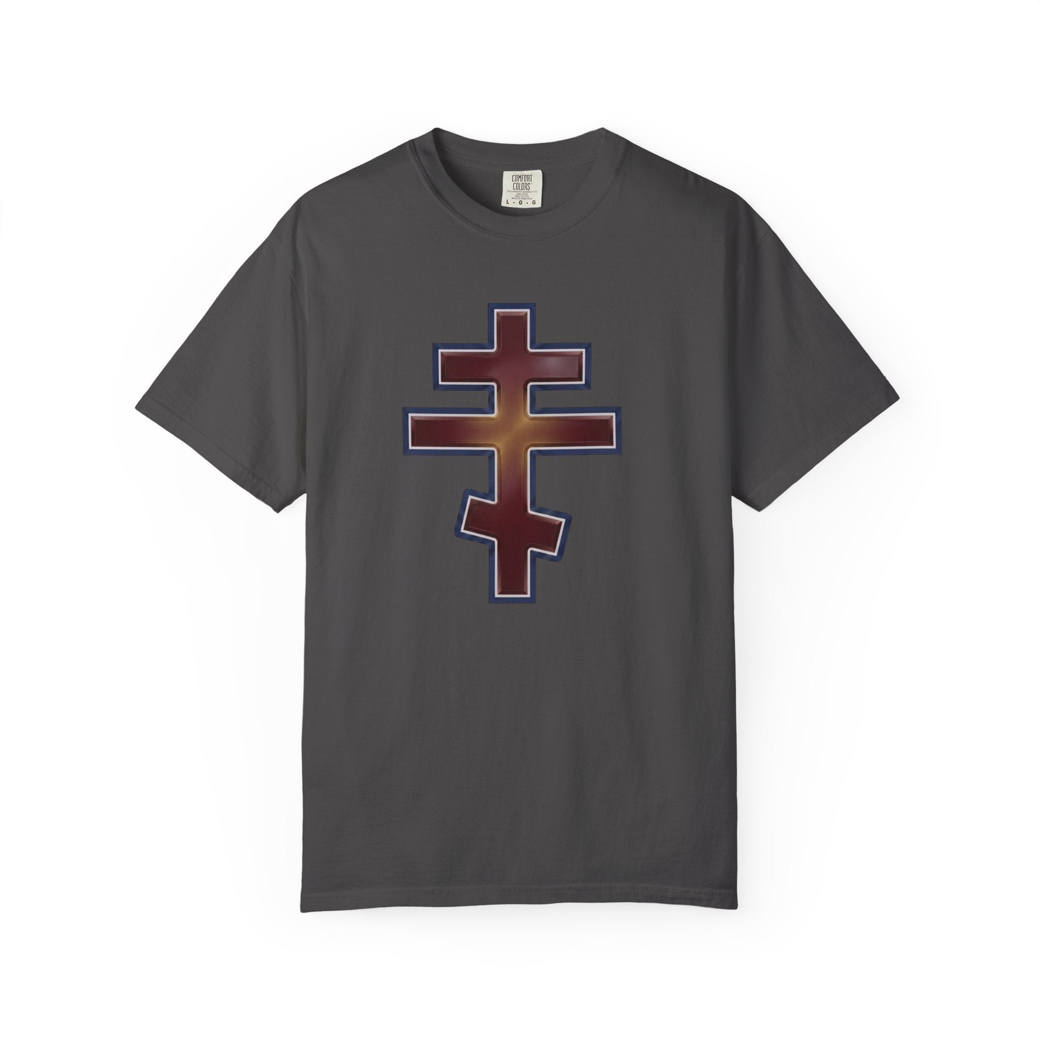 Antiochian Orthodox Cross design on a heavyweight garment-dyed t-shirt