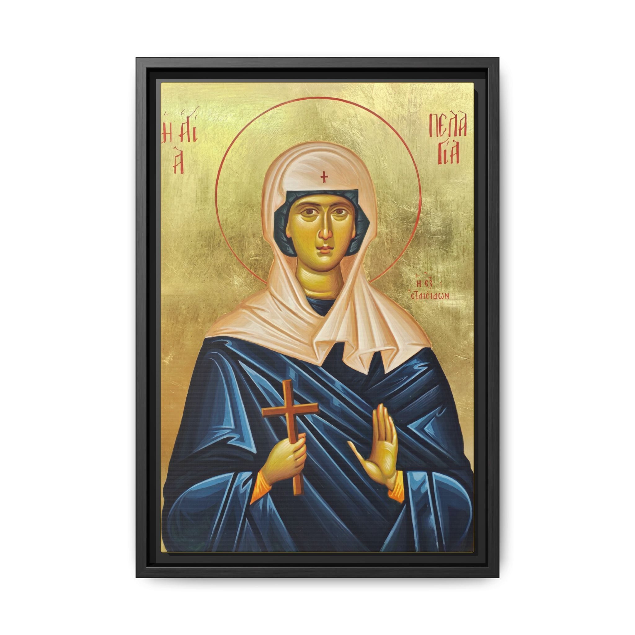 Framed canvas icon of Saint Pelagia the Penitent, traditional Orthodox Christian artwork