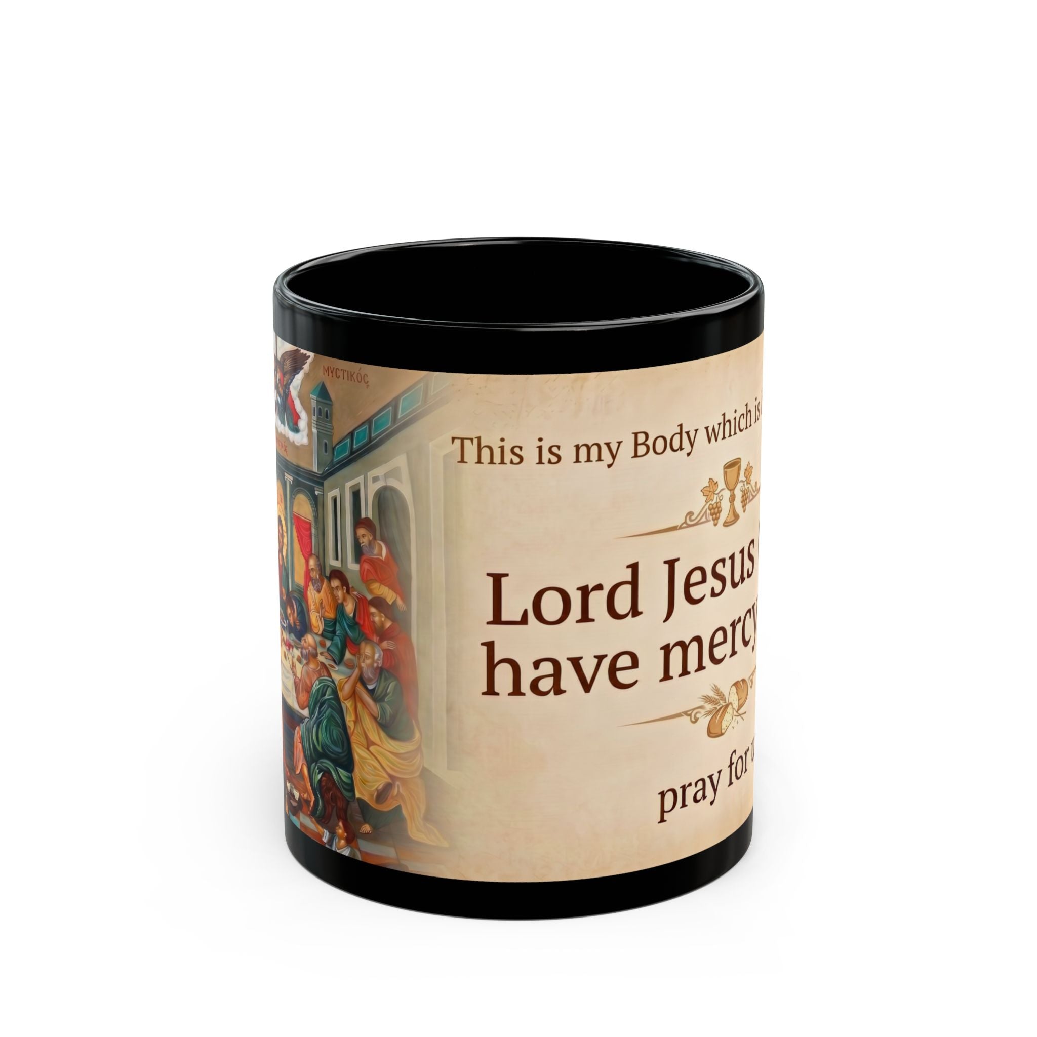 The Last Supper Icon Black Coffee Mug