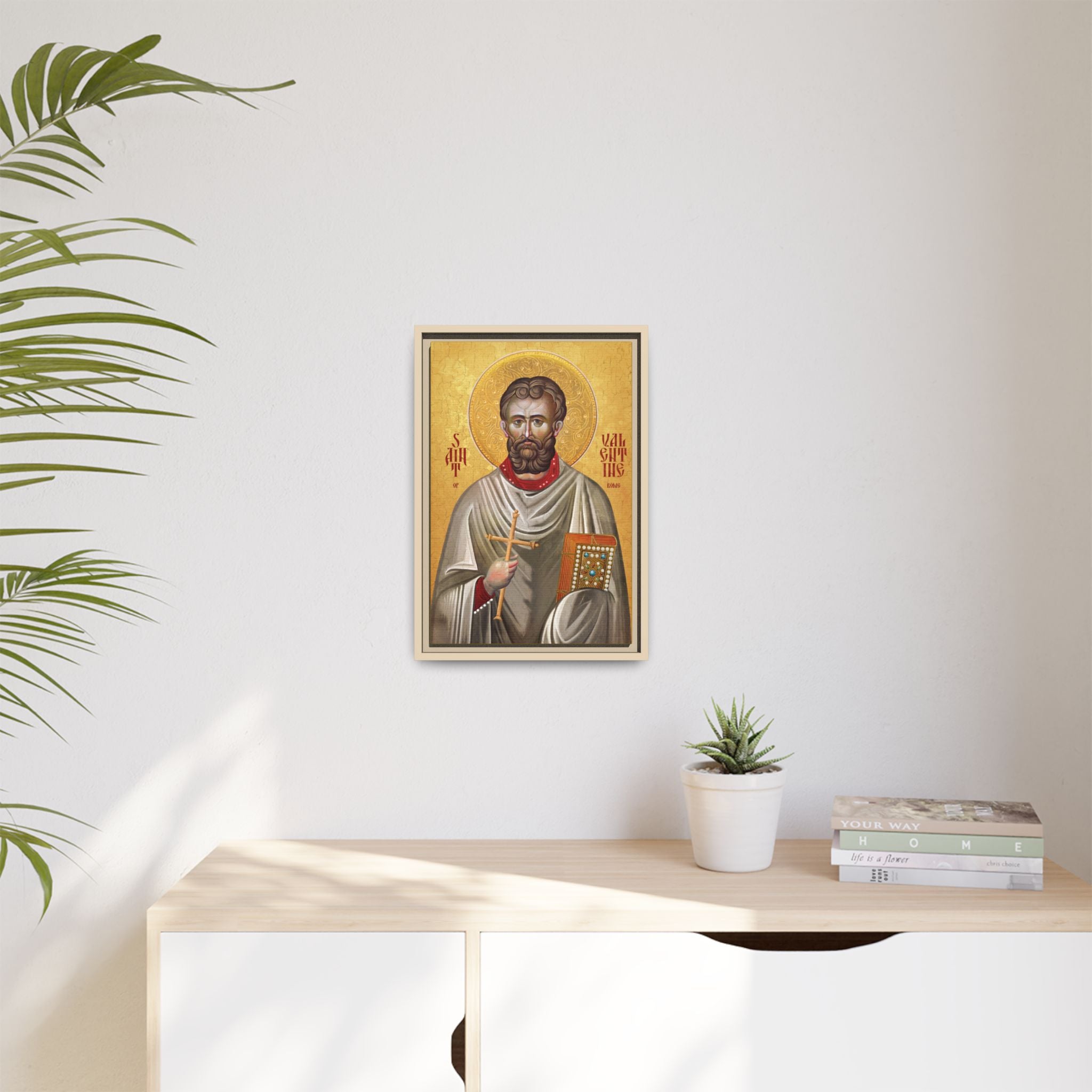 Framed canvas icon of Saint Valentine, traditional Orthodox Christian artwork