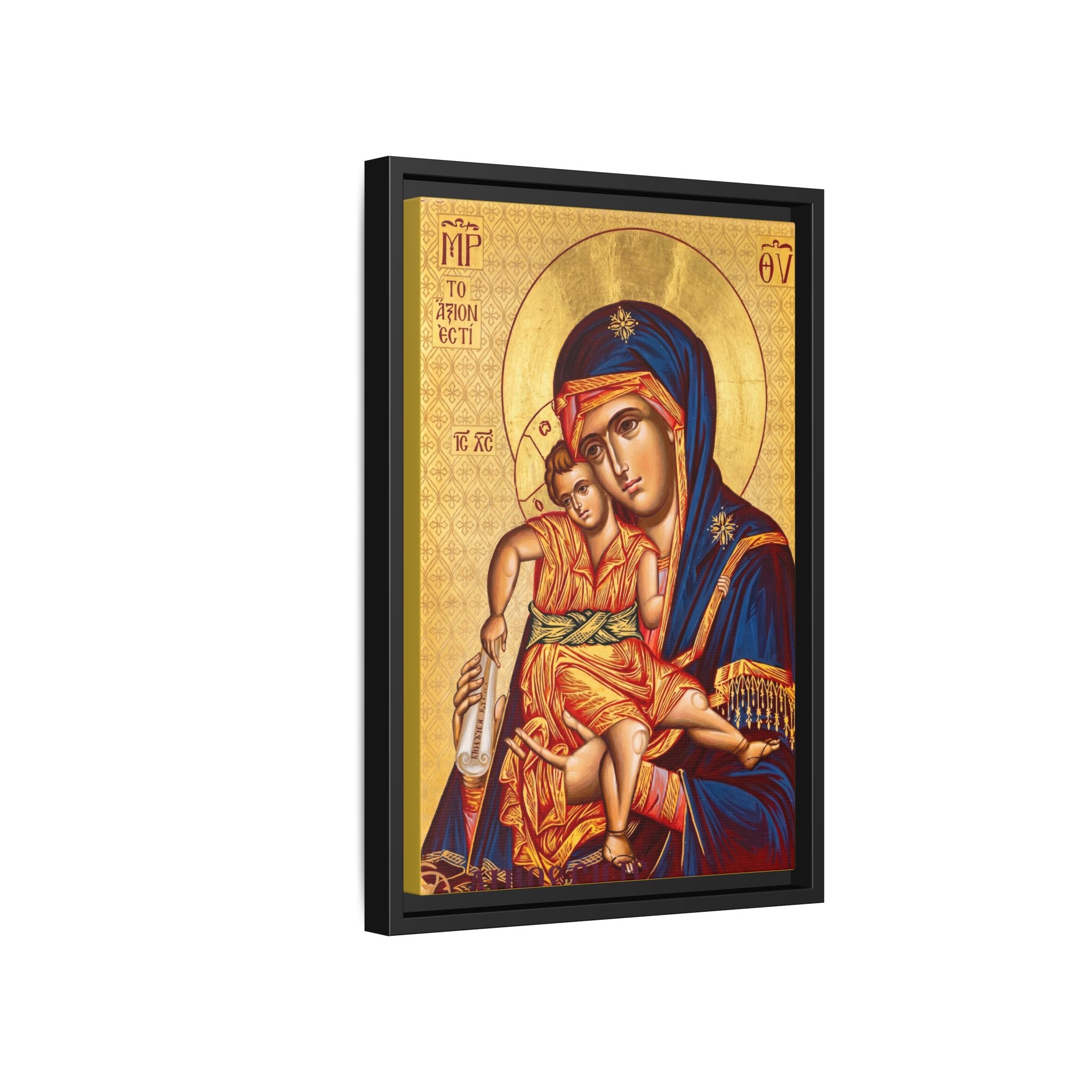 Axion Estin Theotokos Mount Athos Framed Canvas Icon