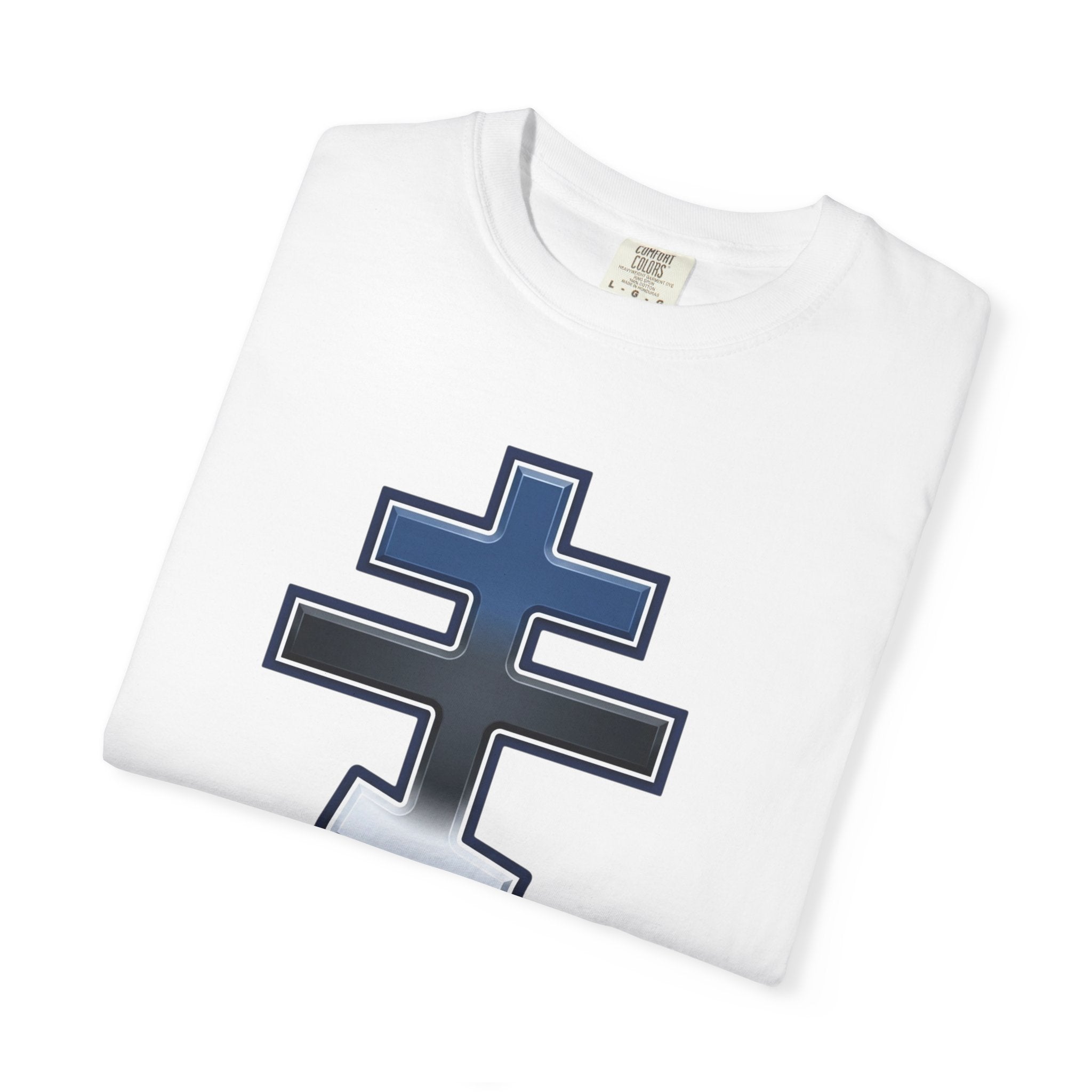 Estonian Orthodox Cross design on a heavyweight garment-dyed t-shirt