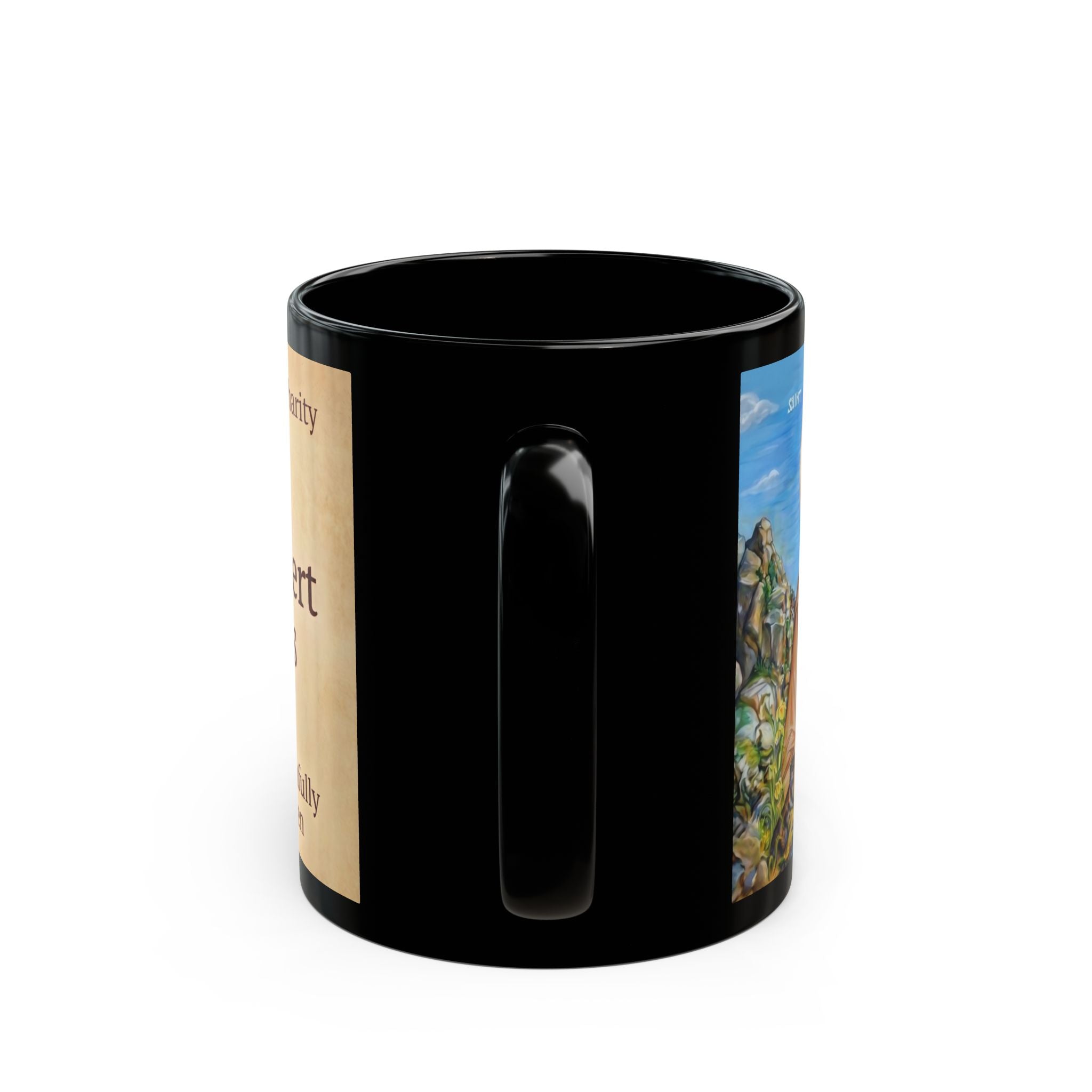 Saint Cuthbert of Lindisfarne Black Coffee Mug