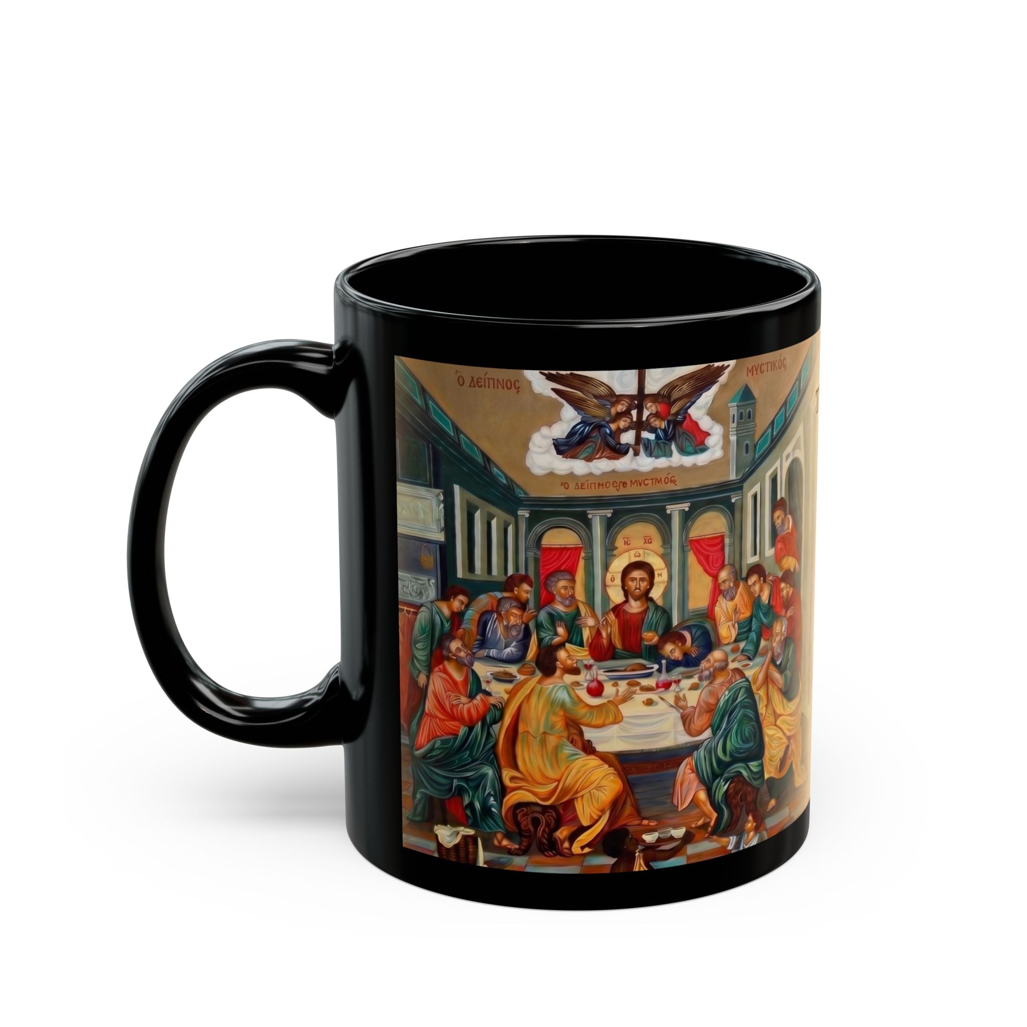 The Last Supper Icon Black Coffee Mug