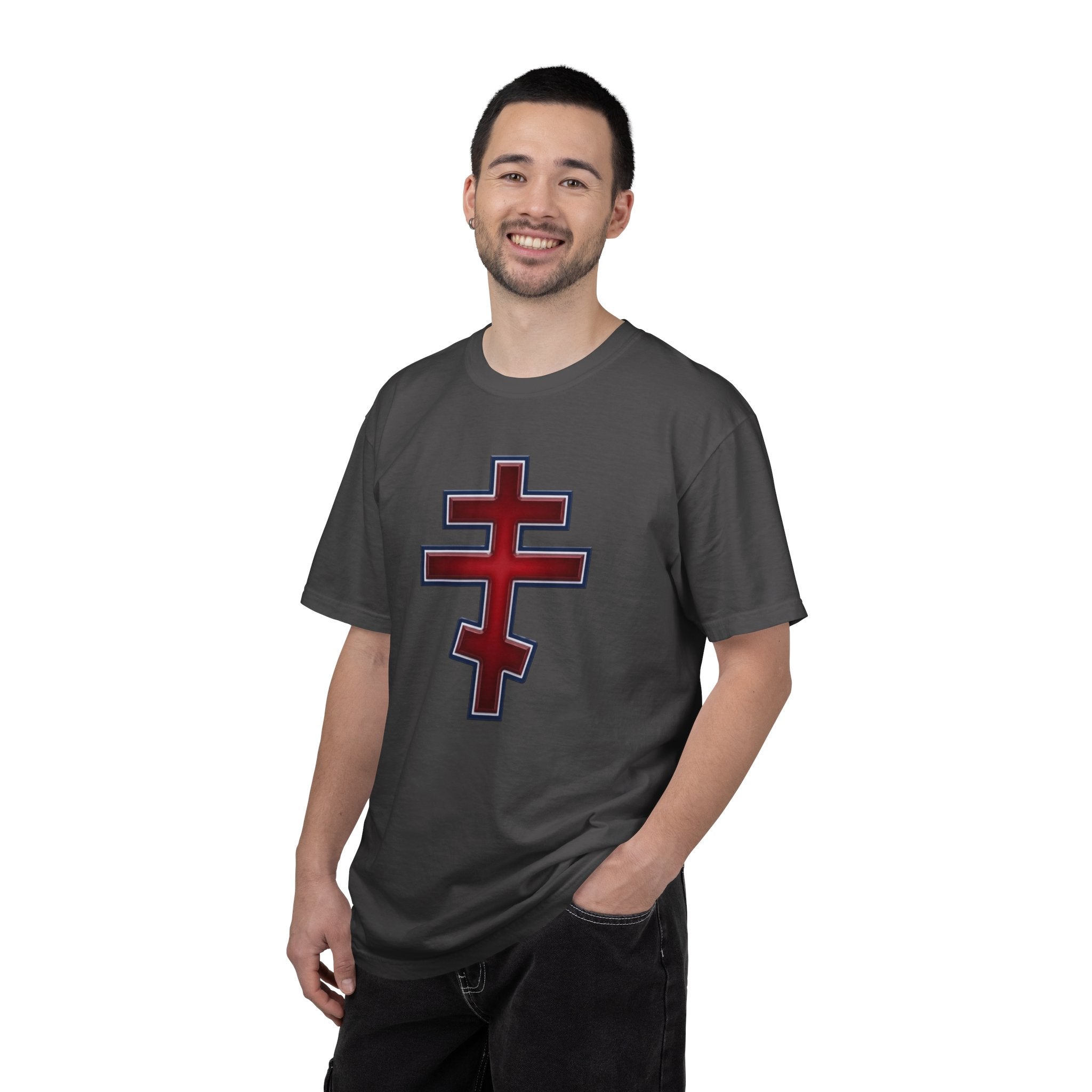 Albanian Orthodox Cross design on a heavyweight garment-dyed t-shirt