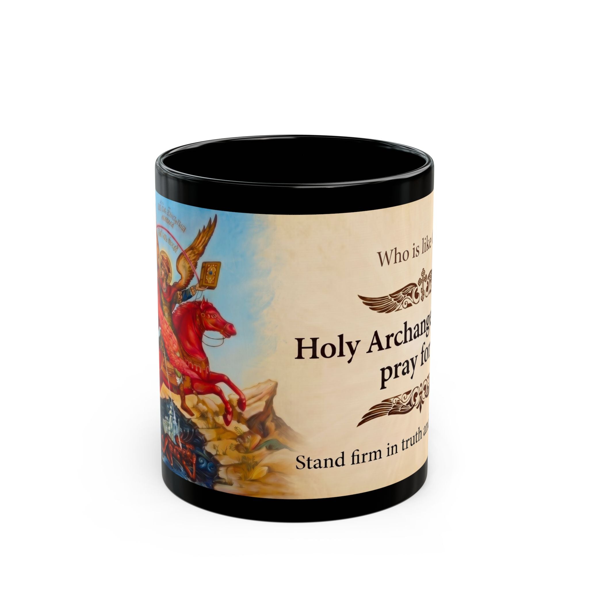 Archangel Michael Orthodox Christian Black Coffee Mug — Orthodox Christian Mug