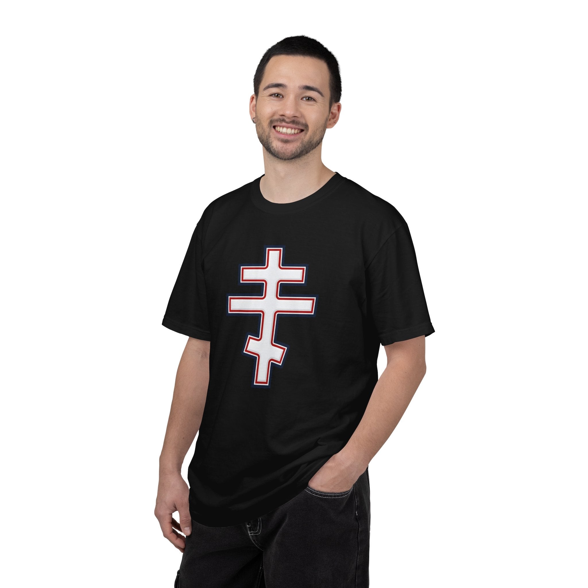 Georgian Orthodox Cross design on a heavyweight garment-dyed t-shirt